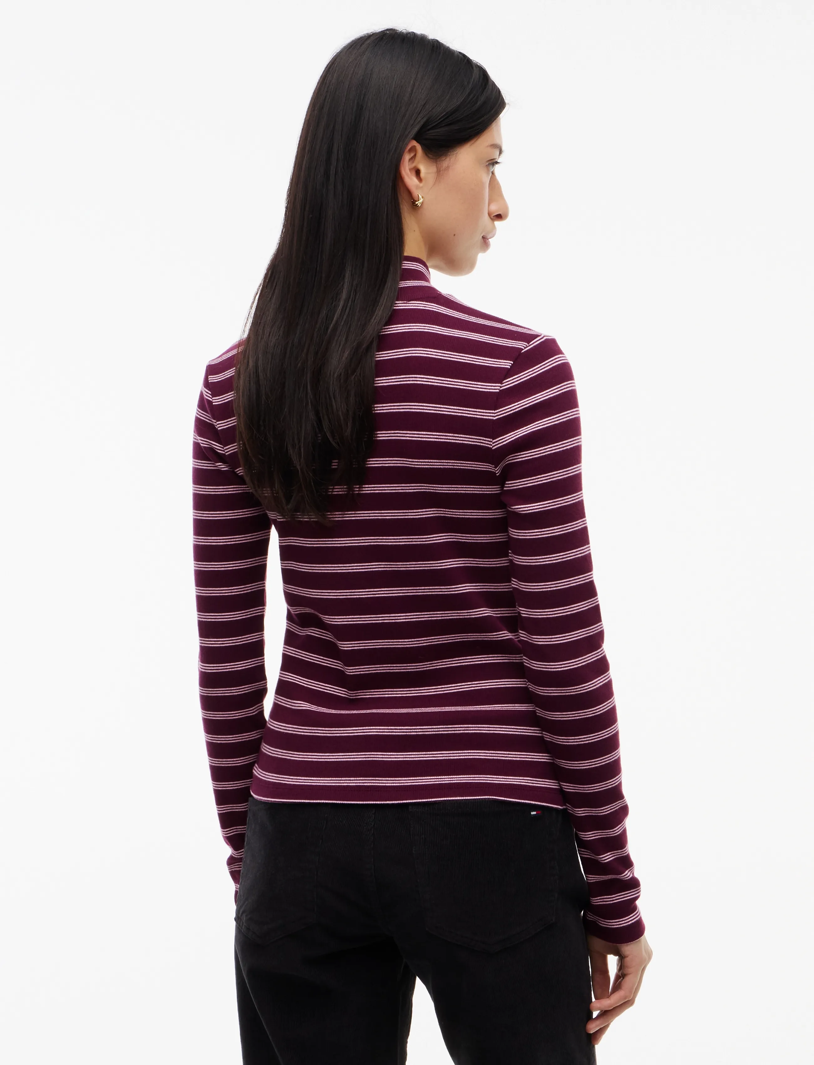 Tommy Jeans - TJW ESSENTIAL MOCK NECK - kõrge kaelusega kudumid - calypso berry   pink stripe - 2