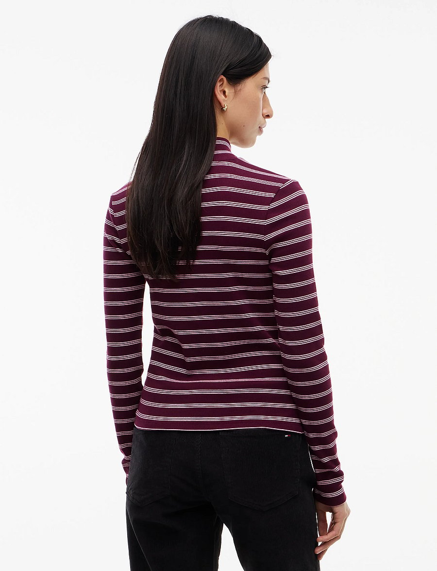 Tommy Jeans - TJW ESSENTIAL MOCK NECK - kõrge kaelusega kudumid - calypso berry pink stripe - 2
