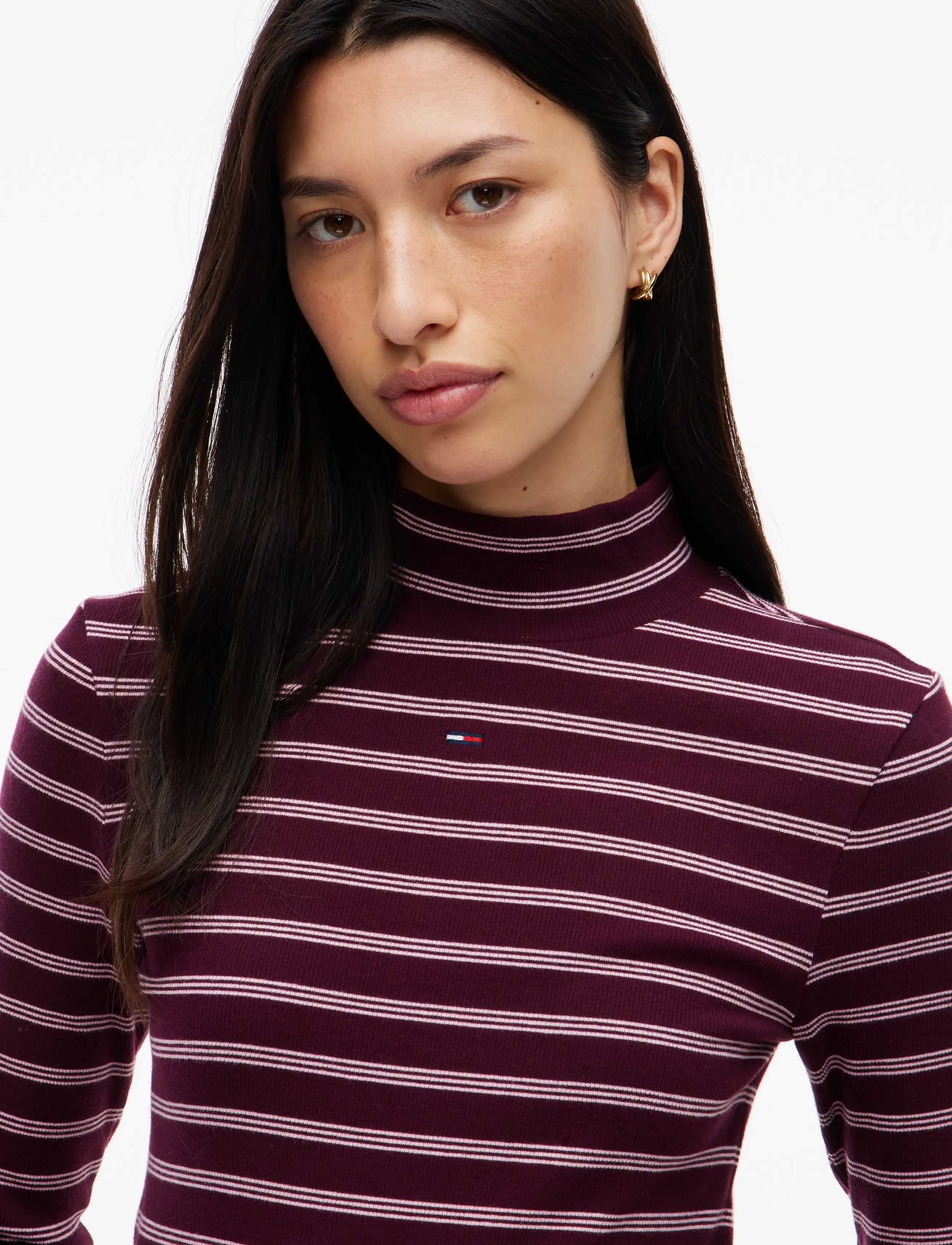 Tommy Jeans - TJW ESSENTIAL MOCK NECK - kõrge kaelusega kudumid - calypso berry   pink stripe - 3