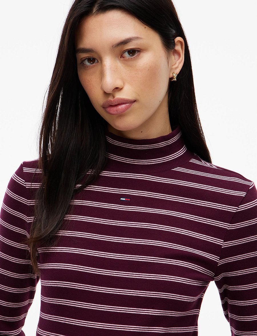 Tommy Jeans - TJW ESSENTIAL MOCK NECK - kõrge kaelusega kudumid - calypso berry pink stripe - 3