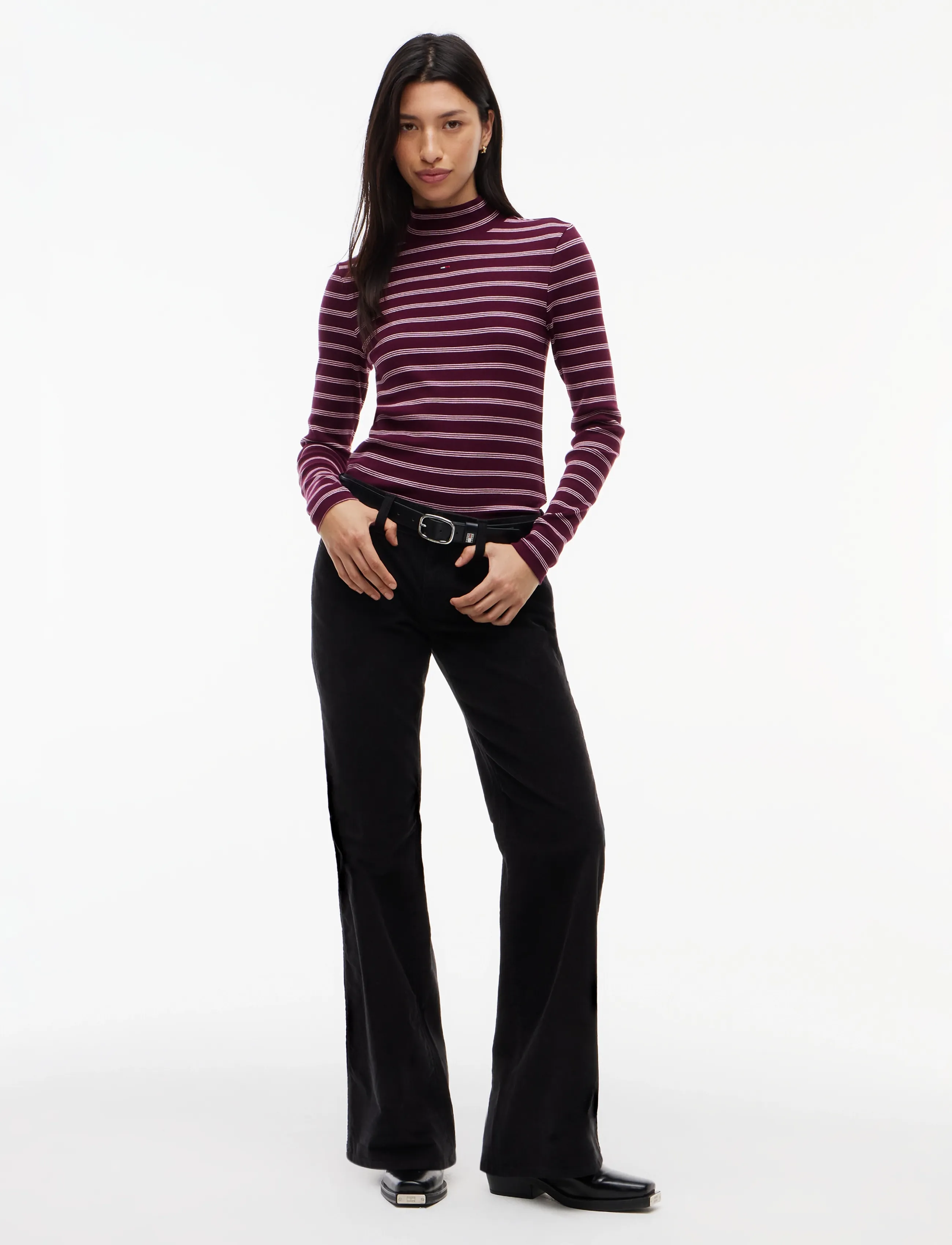 Tommy Jeans - TJW ESSENTIAL MOCK NECK - kõrge kaelusega kudumid - calypso berry   pink stripe - 4