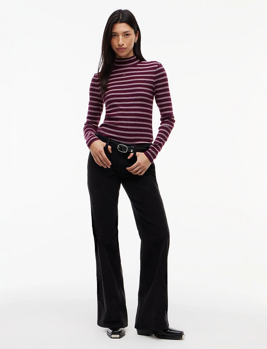 Tommy Jeans - TJW ESSENTIAL MOCK NECK - kõrge kaelusega kudumid - calypso berry pink stripe - 4