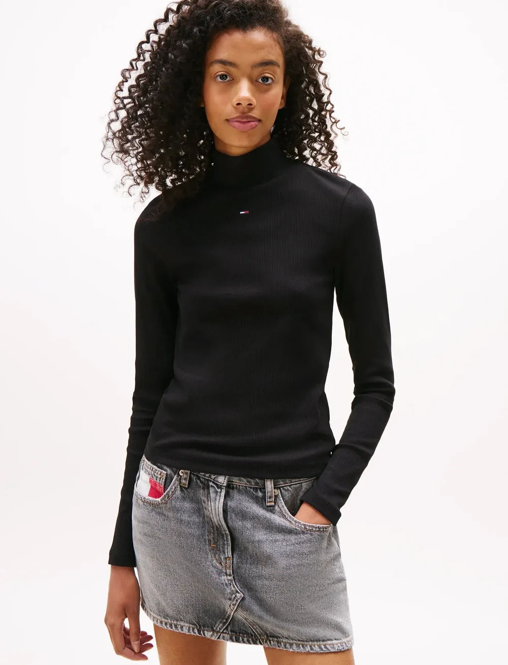 Tommy Jeans - TJW ESSENTIAL MOCK NECK - pooloneuleet - black - 0