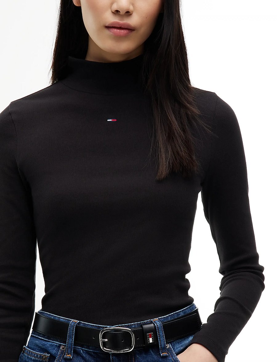 Tommy Jeans - TJW ESSENTIAL MOCK NECK - långärmade toppar - black - 4