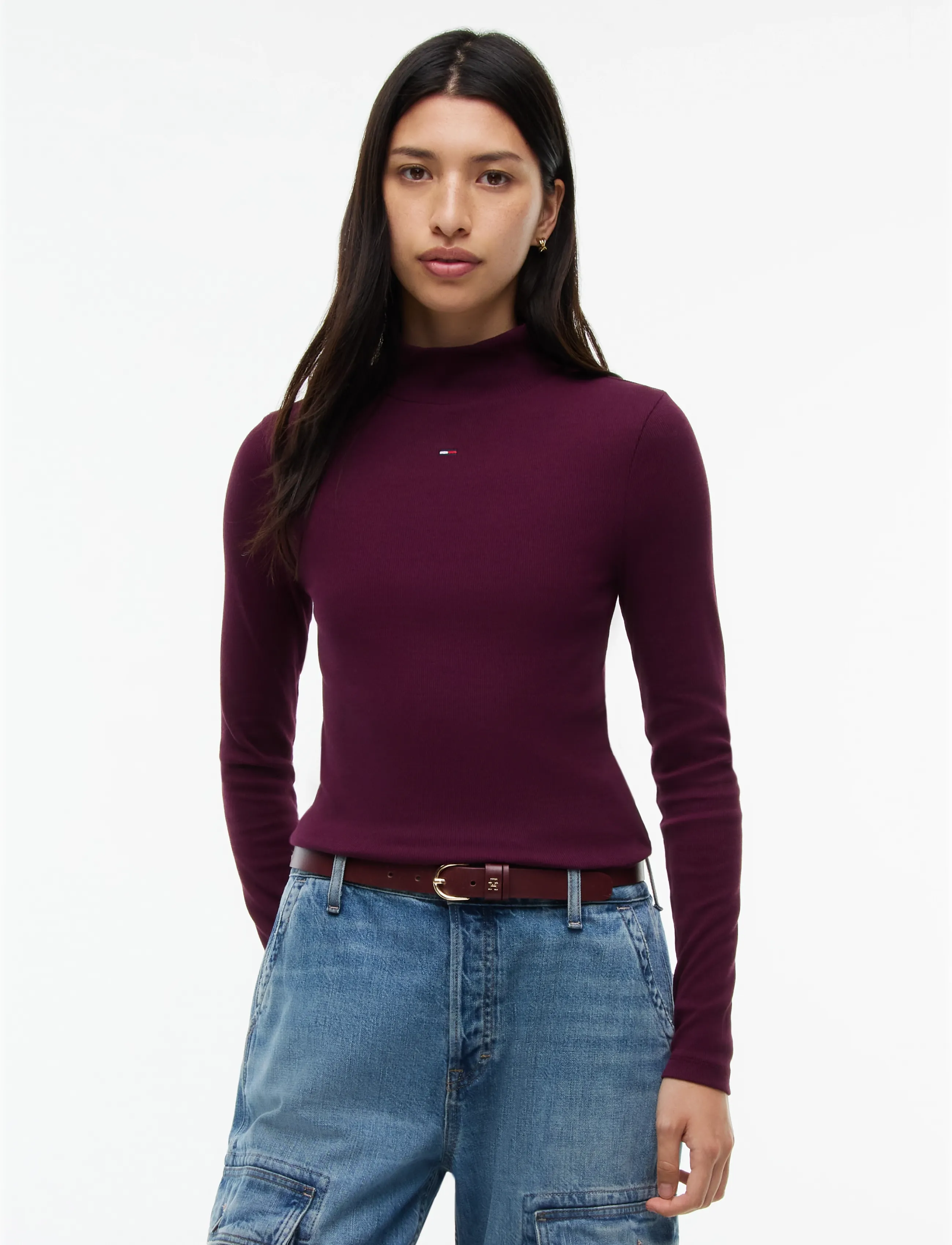 Tommy Jeans TJW ESSENTIAL MOCK NECK - Tommy Hilfiger - CALYPSO BERRY / burgundy