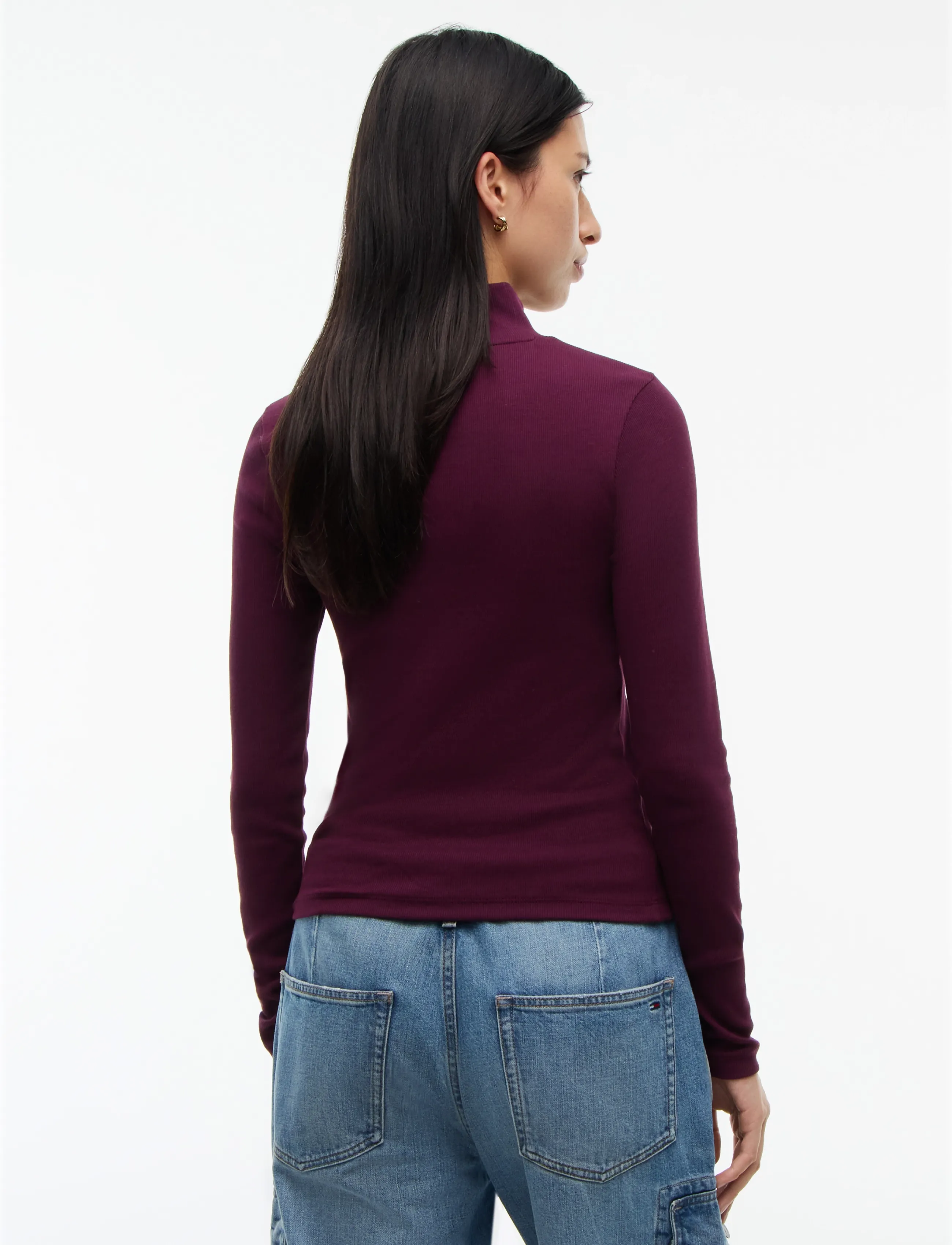 Tommy Jeans - TJW ESSENTIAL MOCK NECK - kõrge kaelusega kudumid - calypso berry - 2
