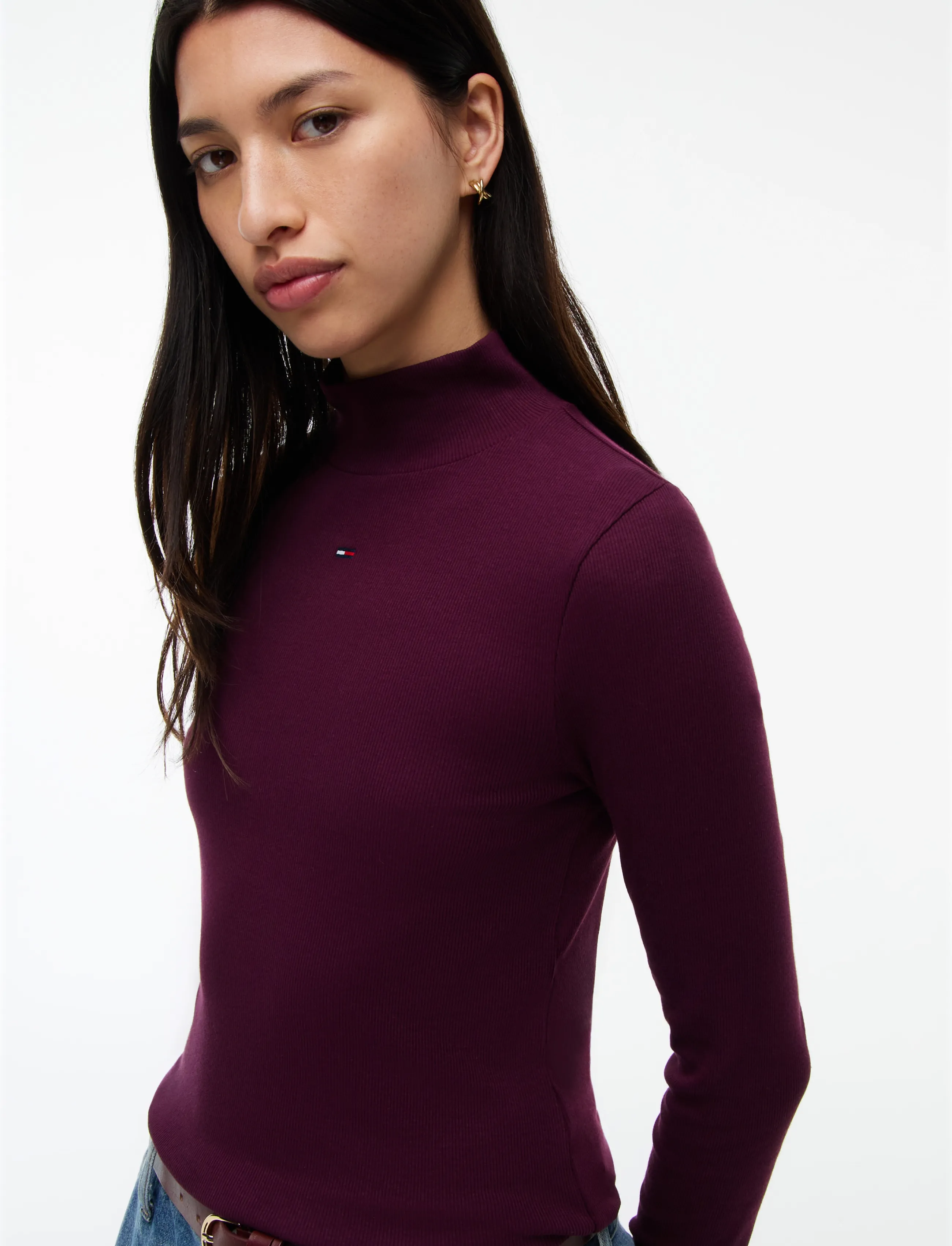 Tommy Jeans - TJW ESSENTIAL MOCK NECK - kõrge kaelusega kudumid - calypso berry - 3