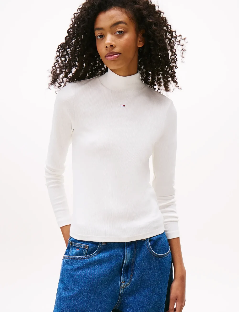 Tommy Jeans - TJW ESSENTIAL MOCK NECK - pooloneuleet - ecru - 0