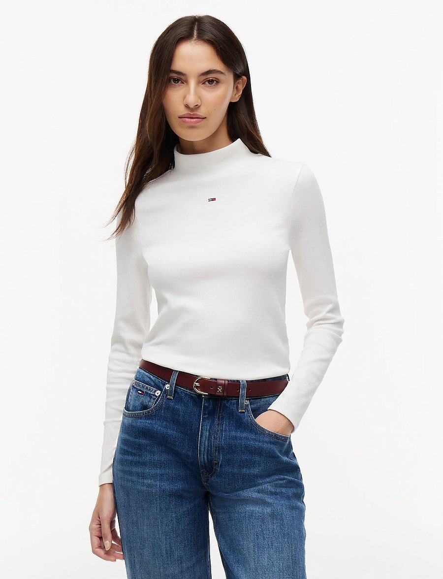 Tommy Jeans - TJW ESSENTIAL MOCK NECK - langärmlige tops - ecru - 0