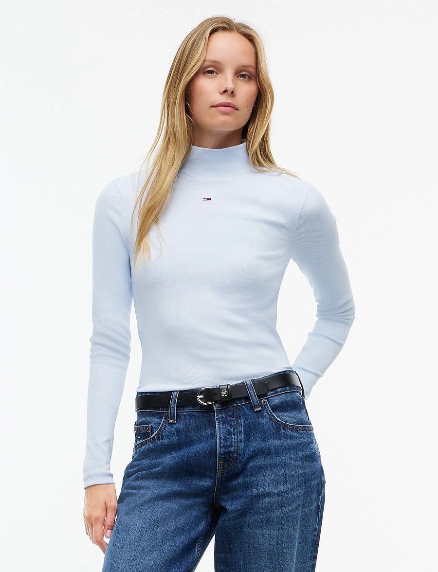 Tommy Jeans - TJW ESSENTIAL MOCK NECK - long-sleeved tops - sheer blue - 0