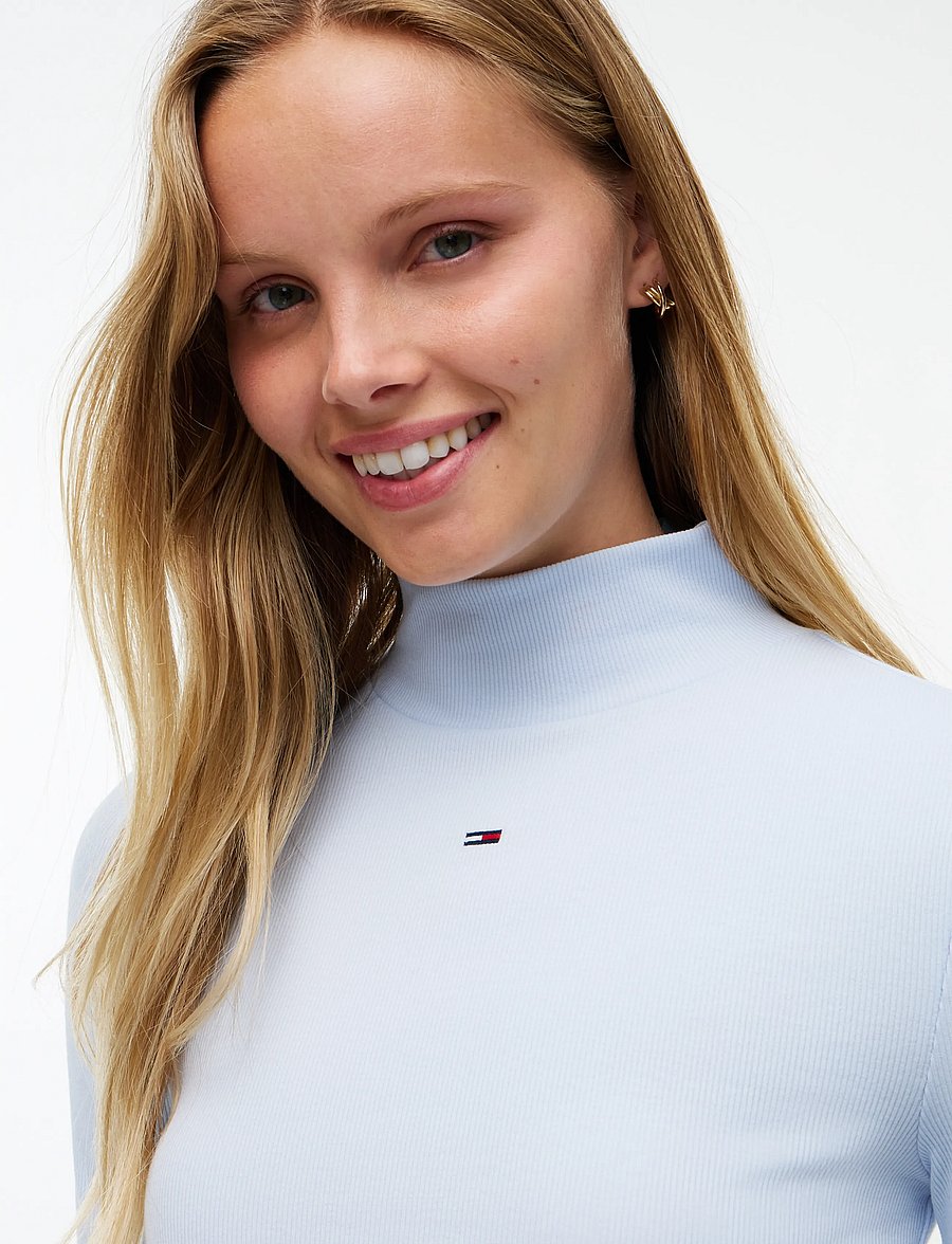 Tommy Jeans - TJW ESSENTIAL MOCK NECK - long-sleeved tops - sheer blue - 3