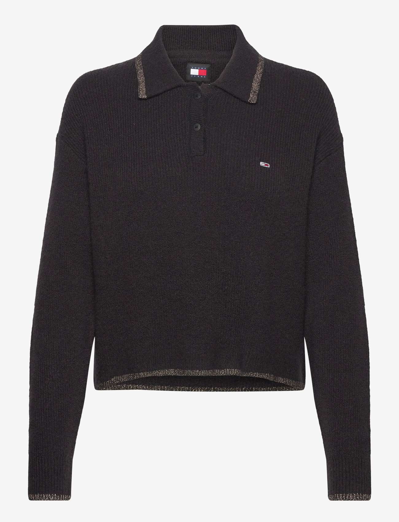 Tommy Jeans - TJW GLITTER POLO SWEATER - black - 0
