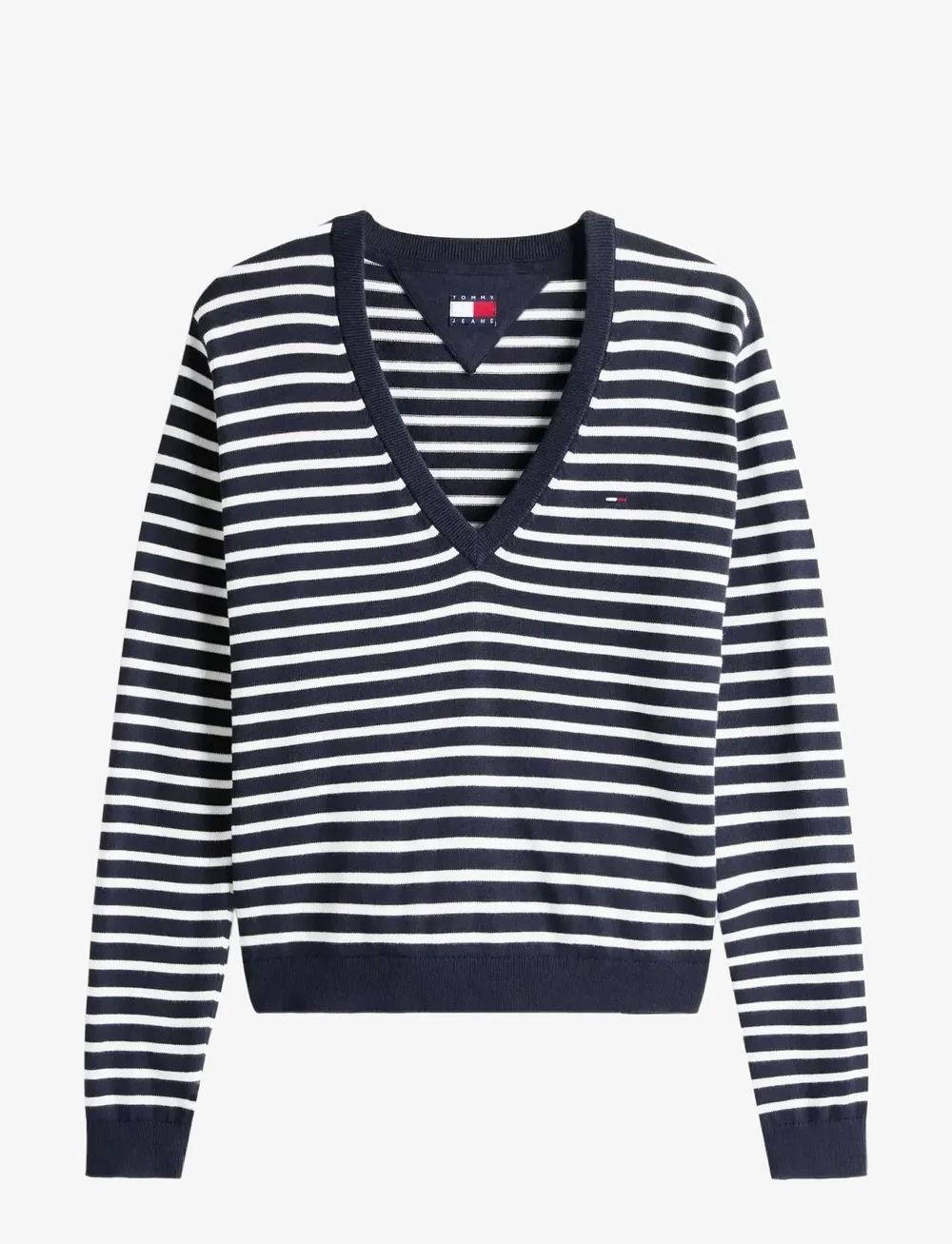 Tommy Jeans - TJW ESSENTIAL VNECK SWEATER EXT - stickade tröjor - dark night navy / stripe - 1