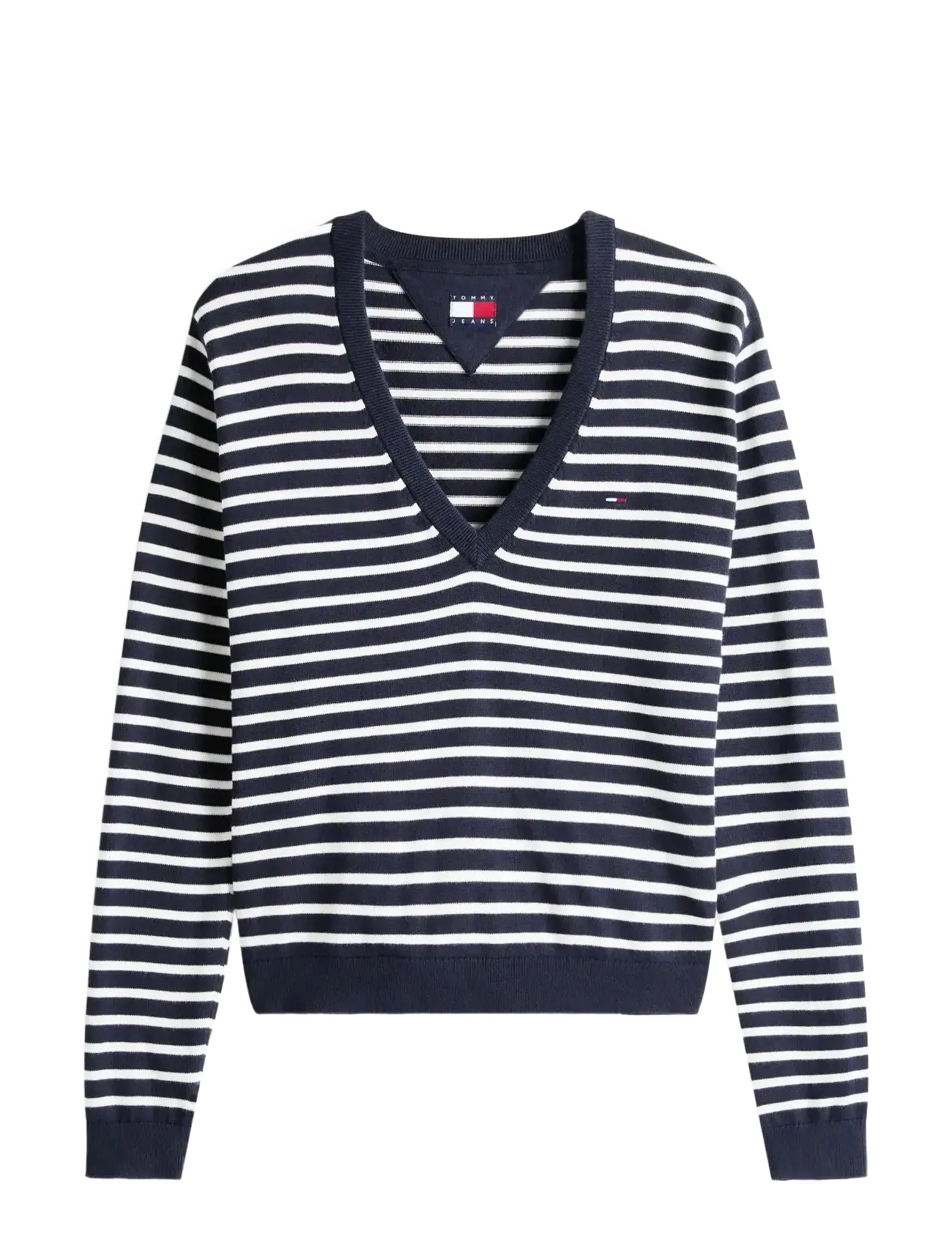 Tommy Jeans TJW ESSENTIAL VNECK SWEATER EXT - Transitional Layering - DARK NIGHT NAVY / STRIPE / navy