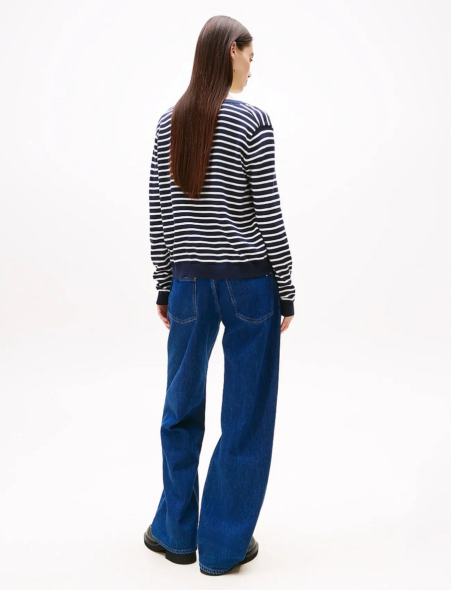 Tommy Jeans - TJW ESSENTIAL VNECK SWEATER EXT - striktrøjer - dark night navy / stripe - 3