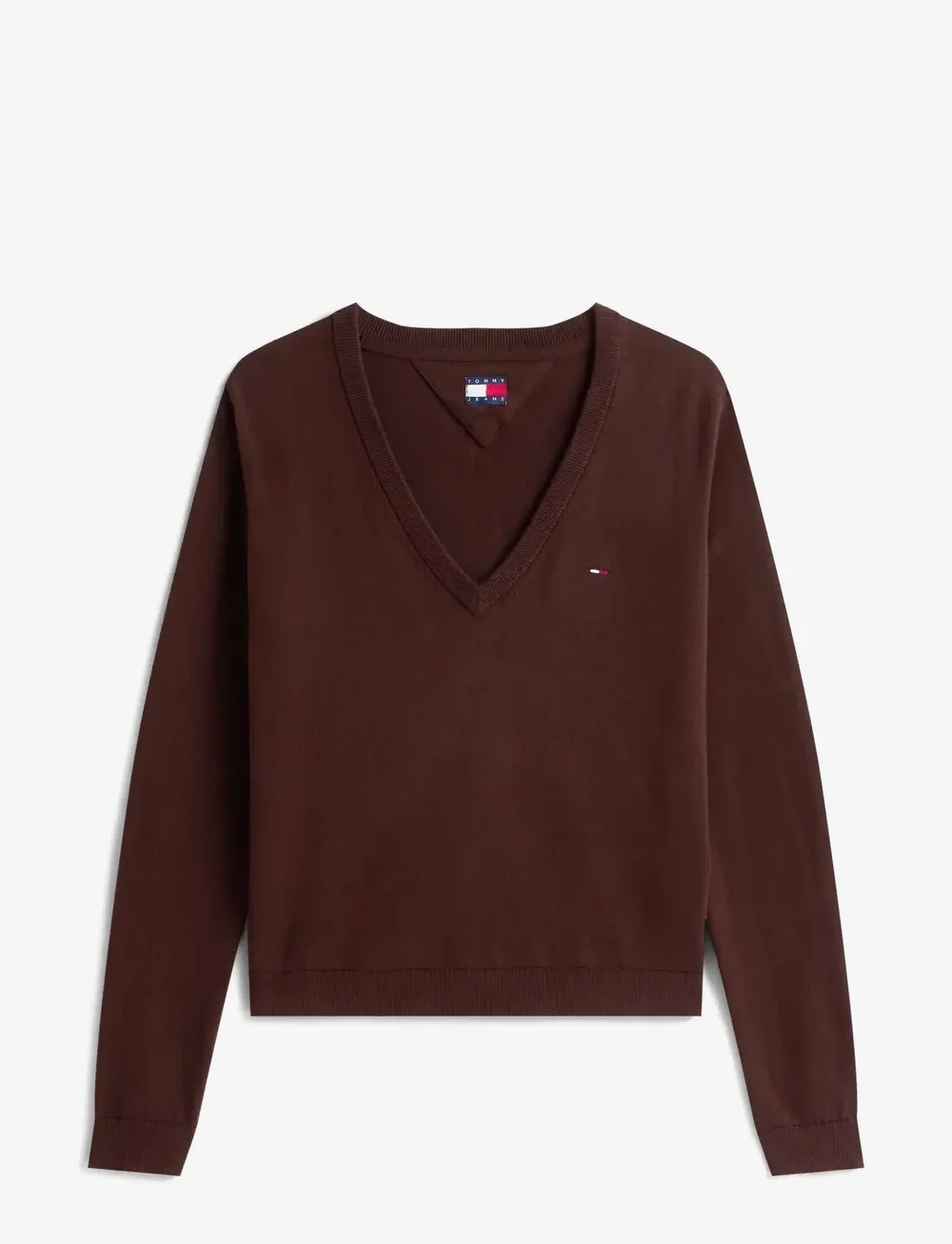 Tommy Jeans - TJW ESSENTIAL VNECK SWEATER EXT - jumpers - rich brown - 1