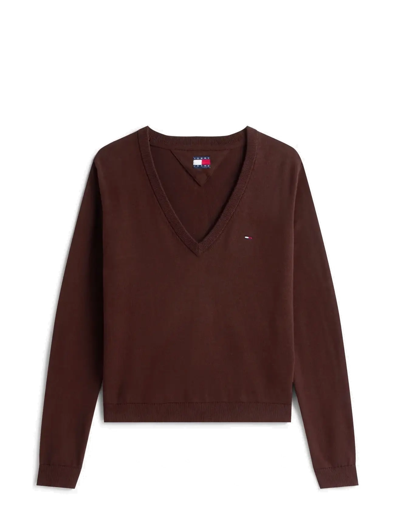 Tommy Jeans TJW ESSENTIAL VNECK SWEATER EXT - Strik - RICH BROWN / brown