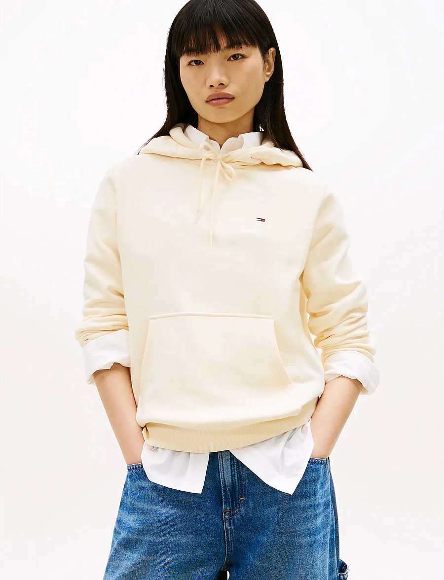 Tommy Jeans - TJW REG S FLAG HOODIE - kapuzenpullover - almost yellow - 0