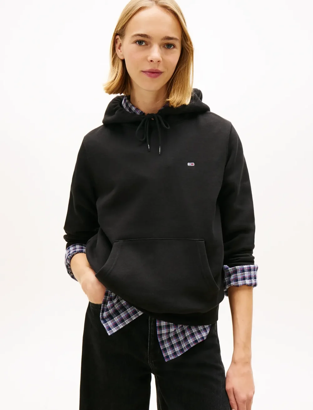 Tommy Jeans - TJW REG S FLAG HOODIE - hoodies - black - 0