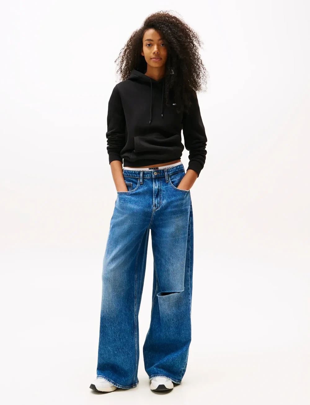 Tommy Jeans - TJW REG S FLAG HOODIE - hoodies - black - 0