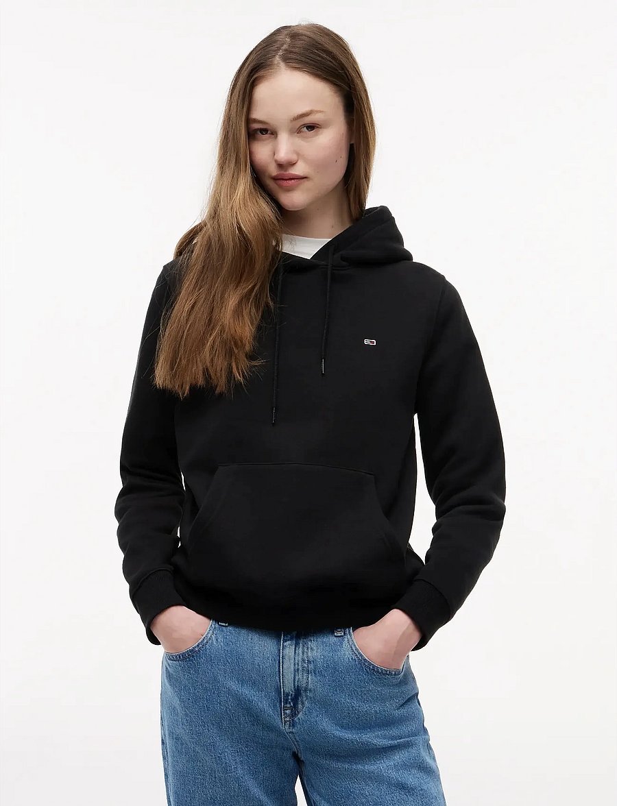 Tommy Jeans - TJW REG S FLAG HOODIE - hoodies - black - 0