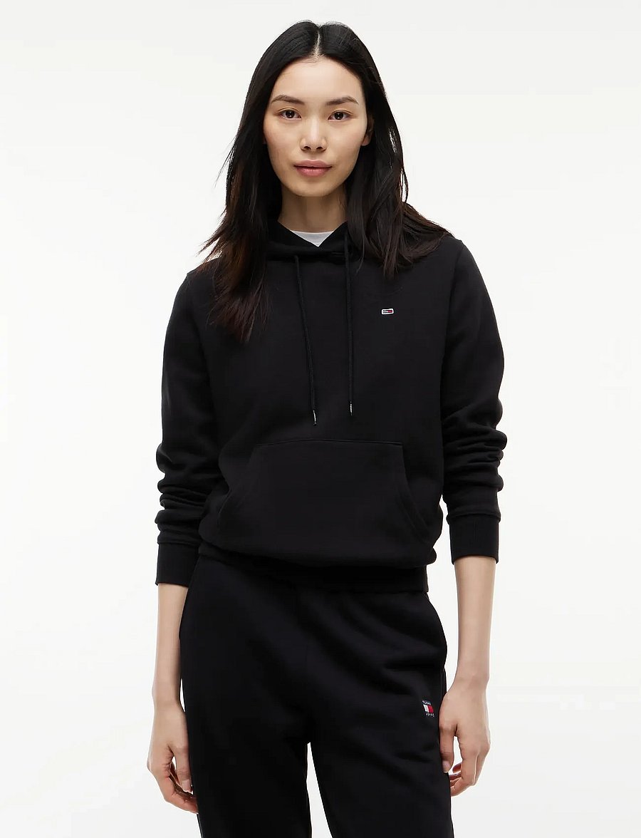 Tommy Jeans - TJW REG S FLAG HOODIE - kapuutsiga pusad - black - 0