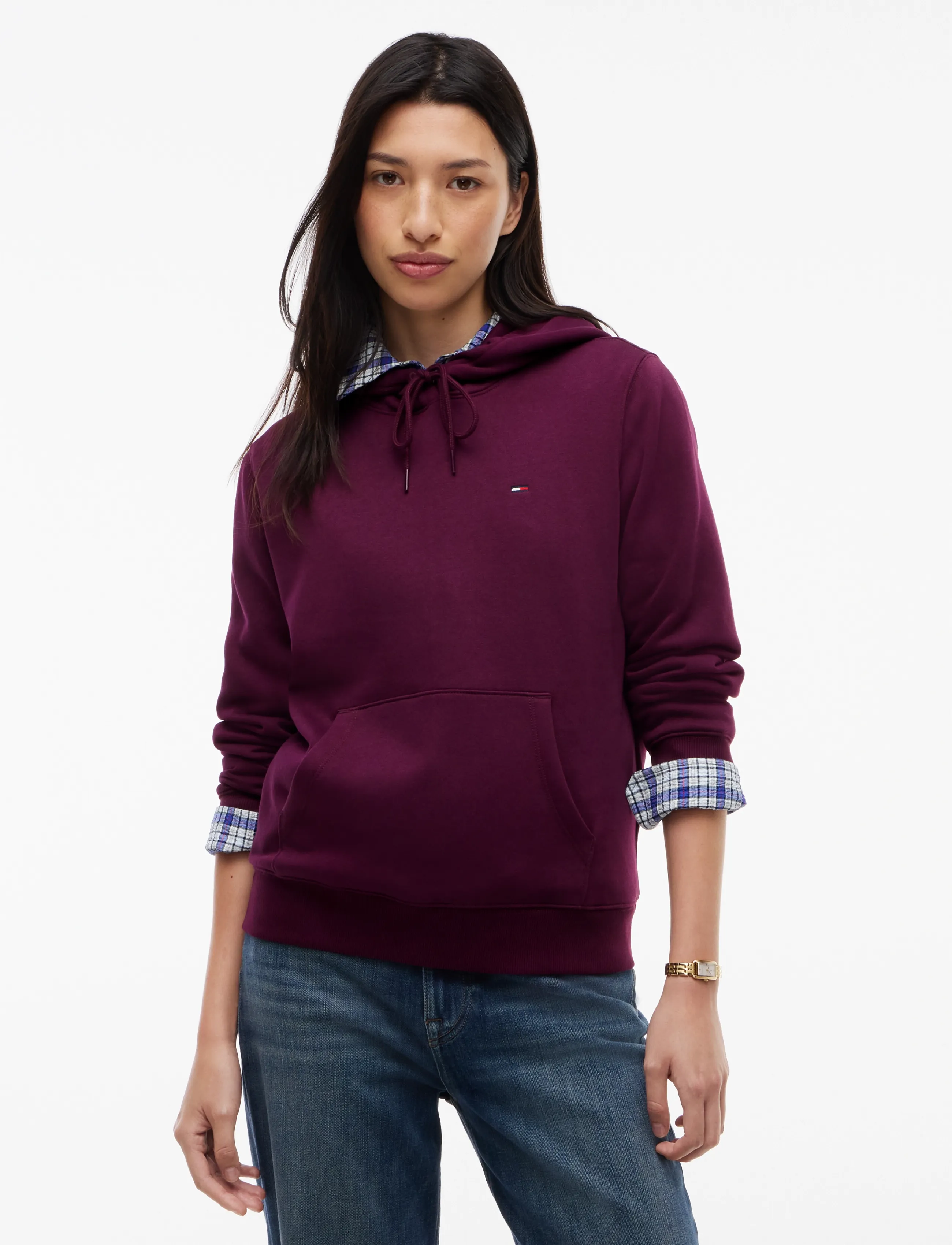 Tommy Jeans - TJW REG S FLAG HOODIE - kapuzenpullover - calypso berry - 0