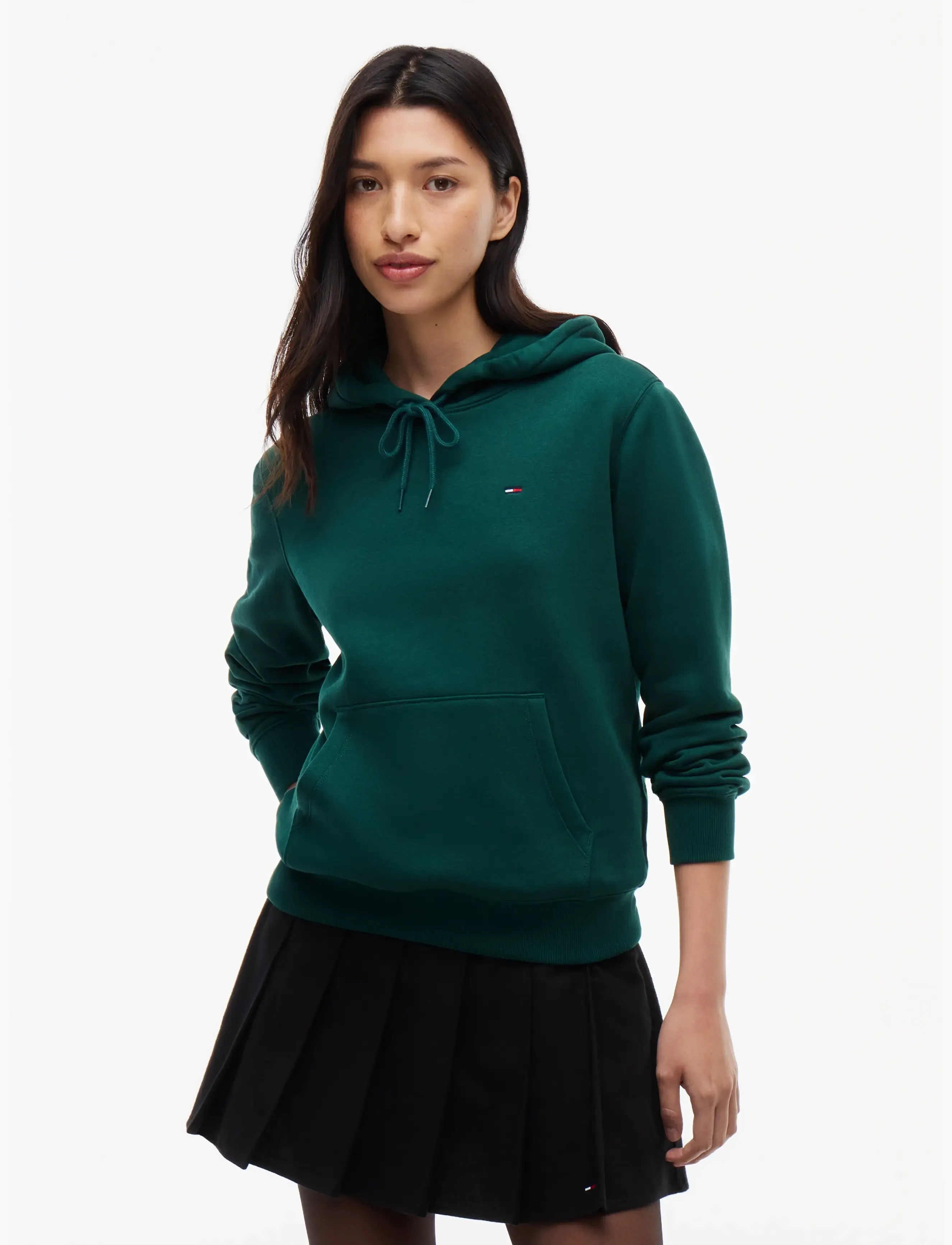 Tommy Jeans - TJW REG S FLAG HOODIE - kapuutsiga pusad - elegant green - 0