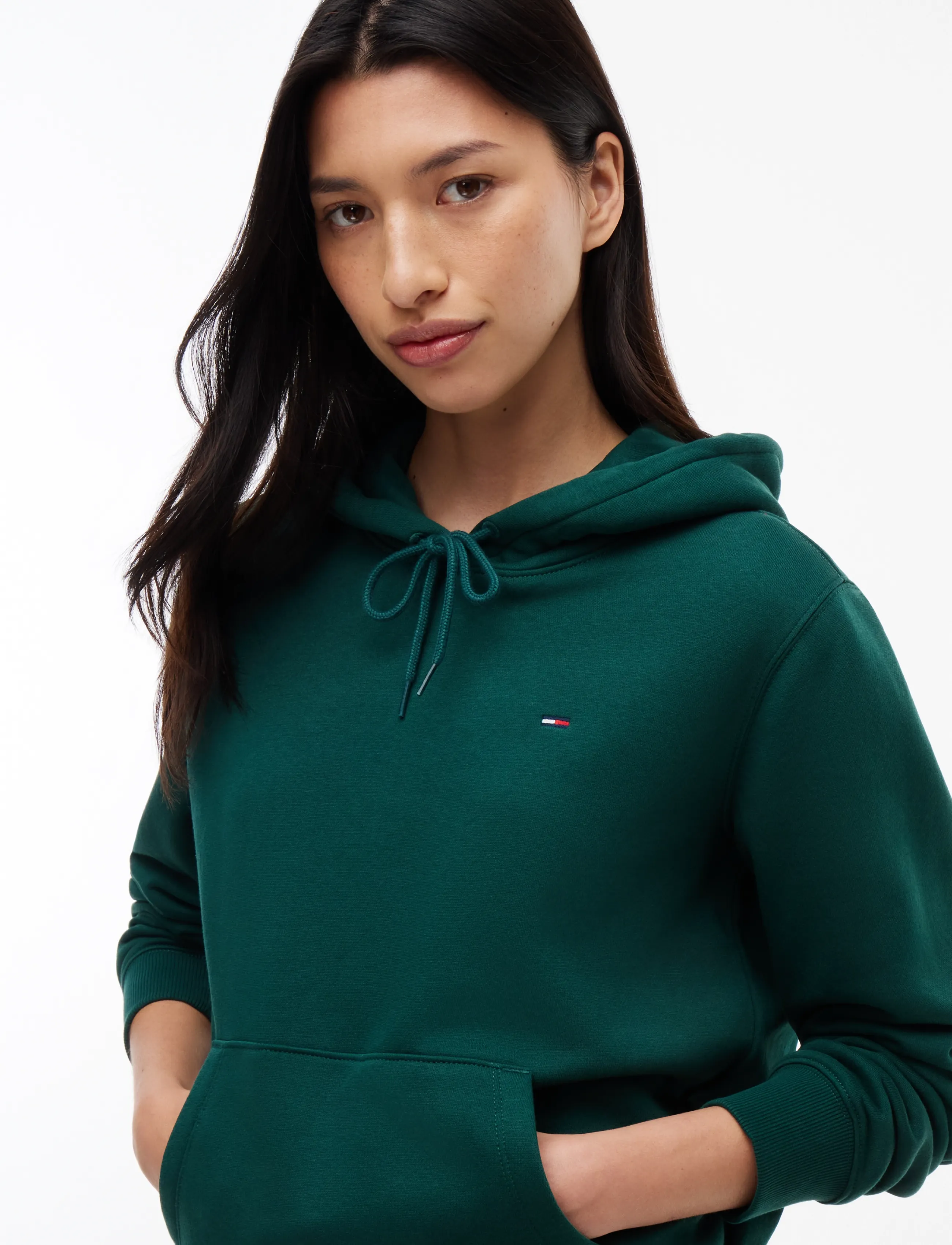 Tommy Jeans - TJW REG S FLAG HOODIE - kapuutsiga pusad - elegant green - 3