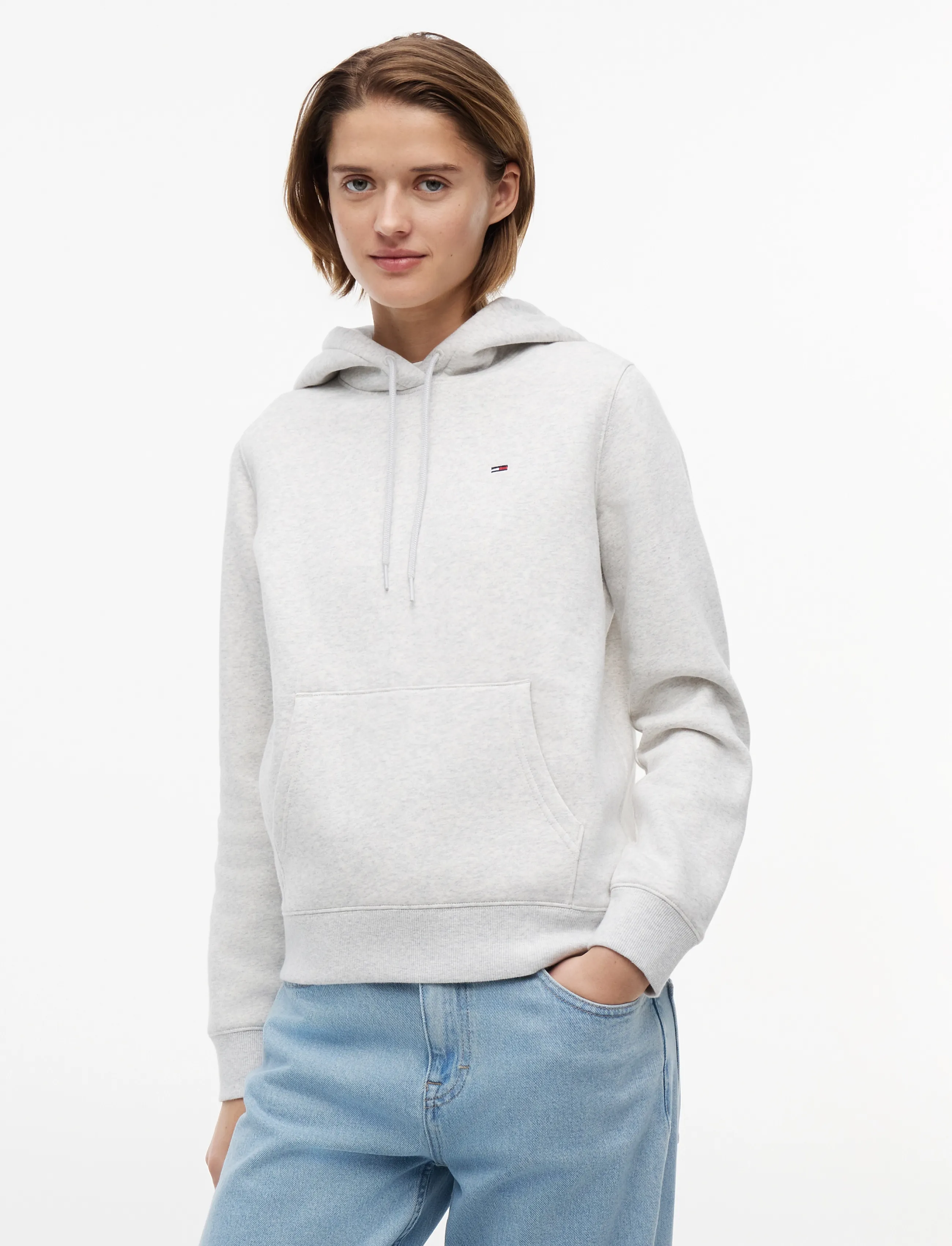 Tommy Jeans - TJW REG S FLAG HOODIE - hoodies - ice grey heather - 0