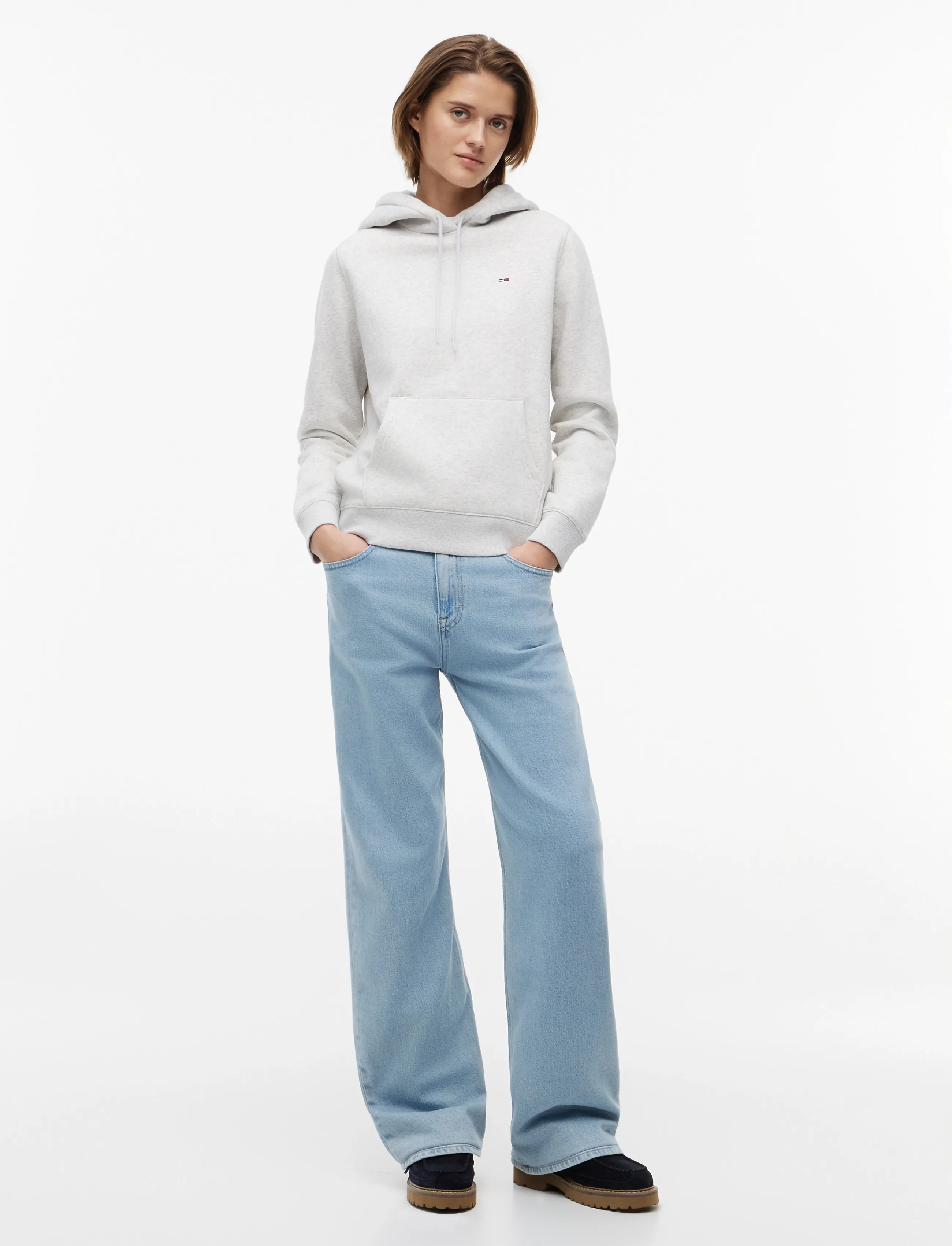 Tommy Jeans - TJW REG S FLAG HOODIE - hoodies - ice grey heather - 4