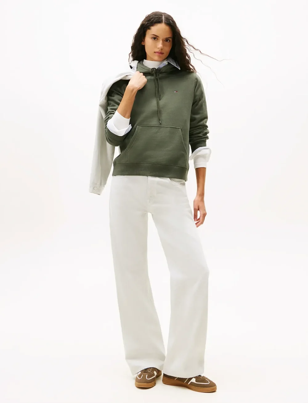 Tommy Jeans - TJW REG S FLAG HOODIE - kapuutsiga dressipluusid - pewter green - 2