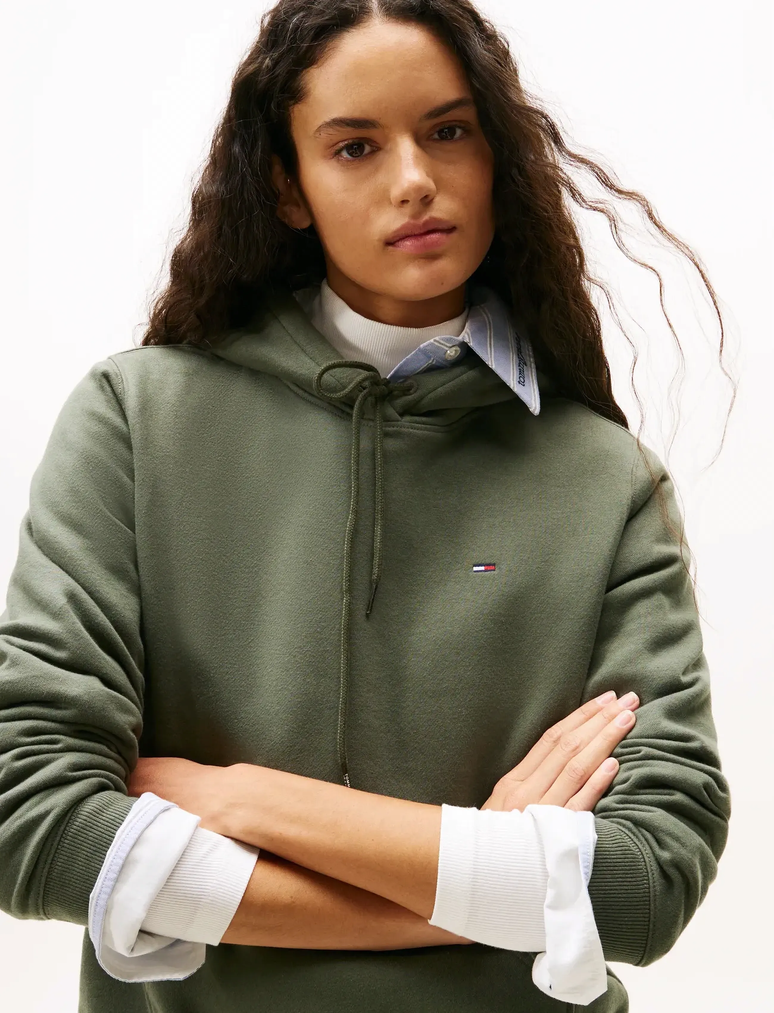 Tommy Jeans - TJW REG S FLAG HOODIE - hættetrøjer - pewter green - 4