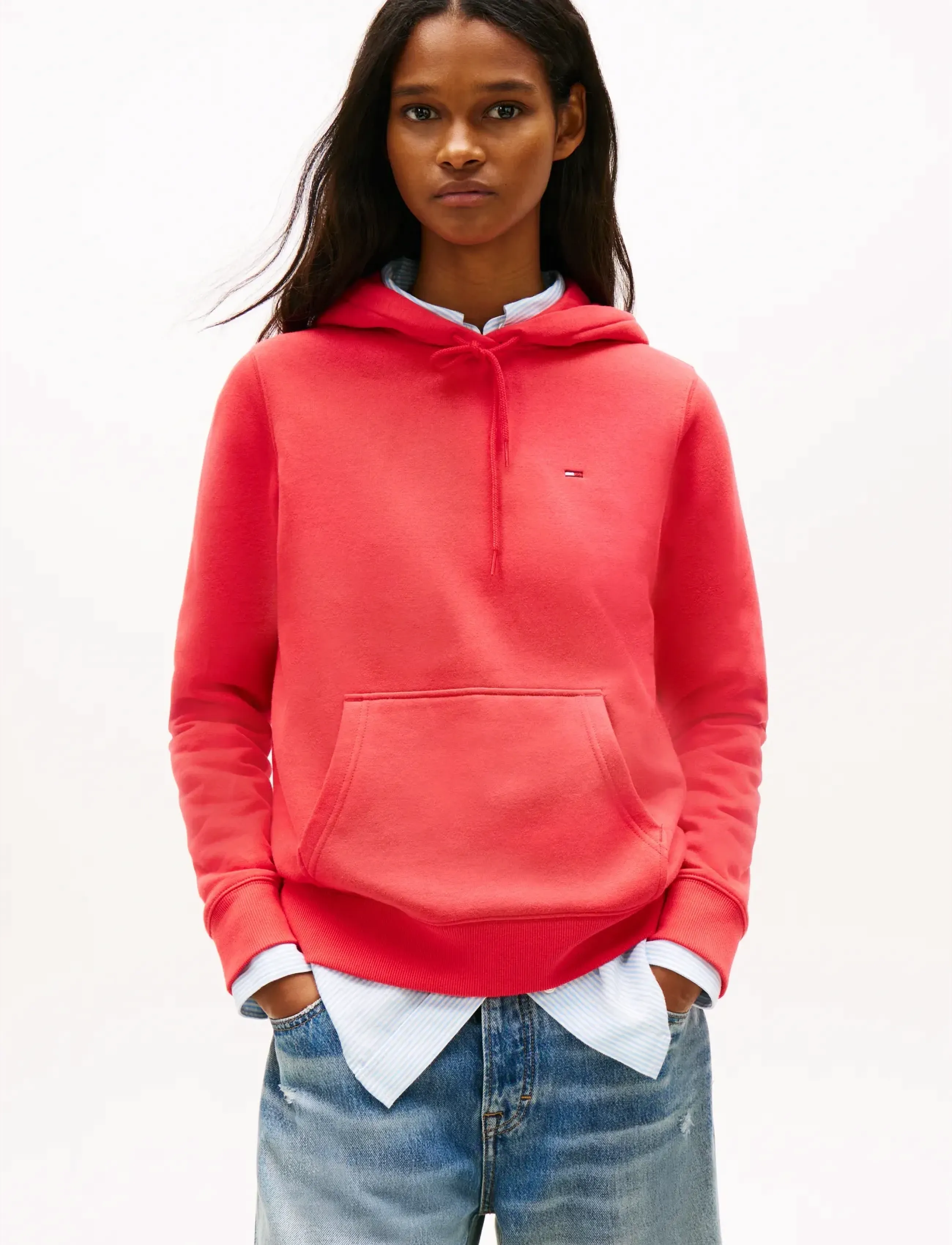 Tommy Jeans TJW REG S FLAG HOODIE - Kleidung - RED ALERT / red