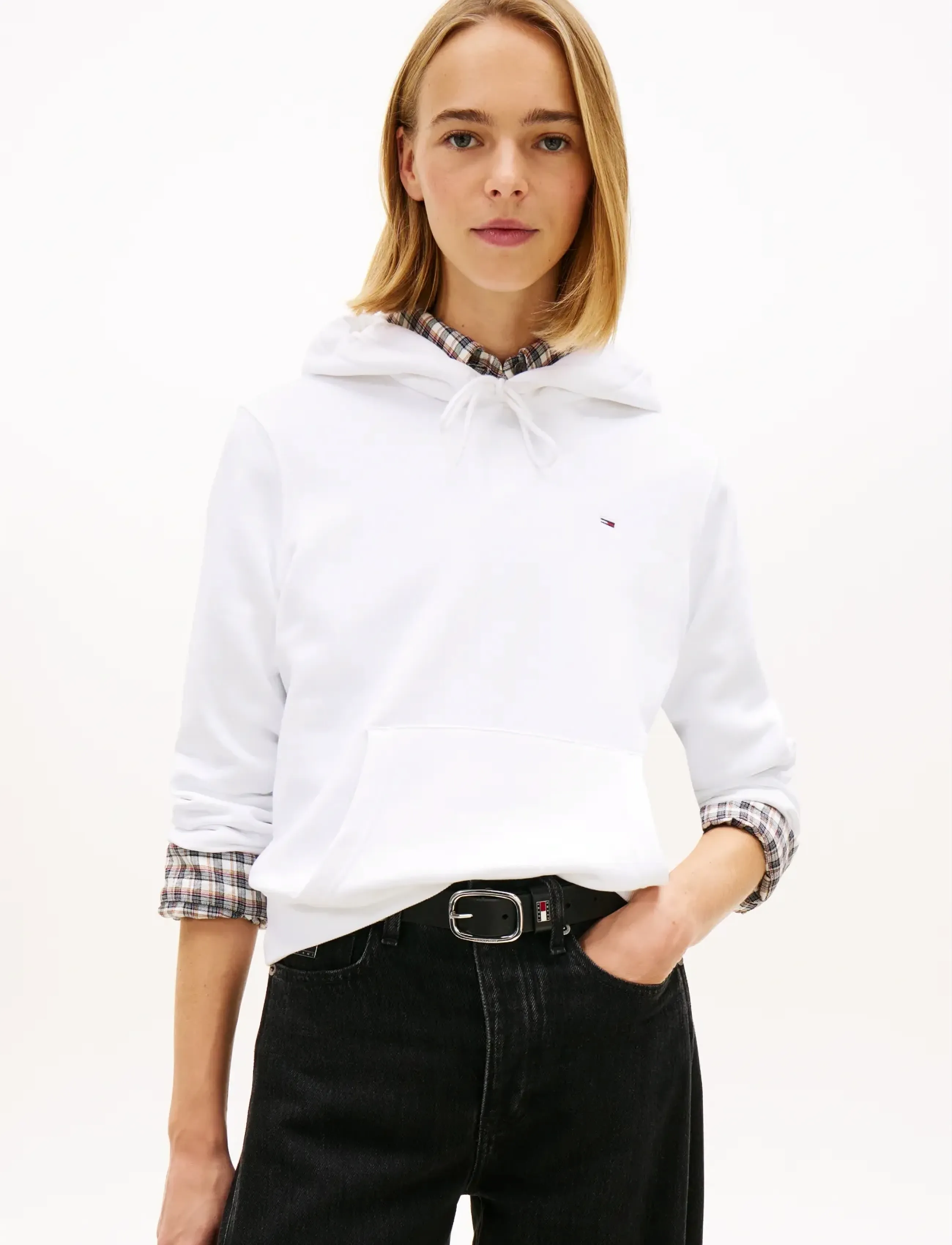 Tommy Jeans TJW REG S FLAG HOODIE - Kleidung - WHITE / white