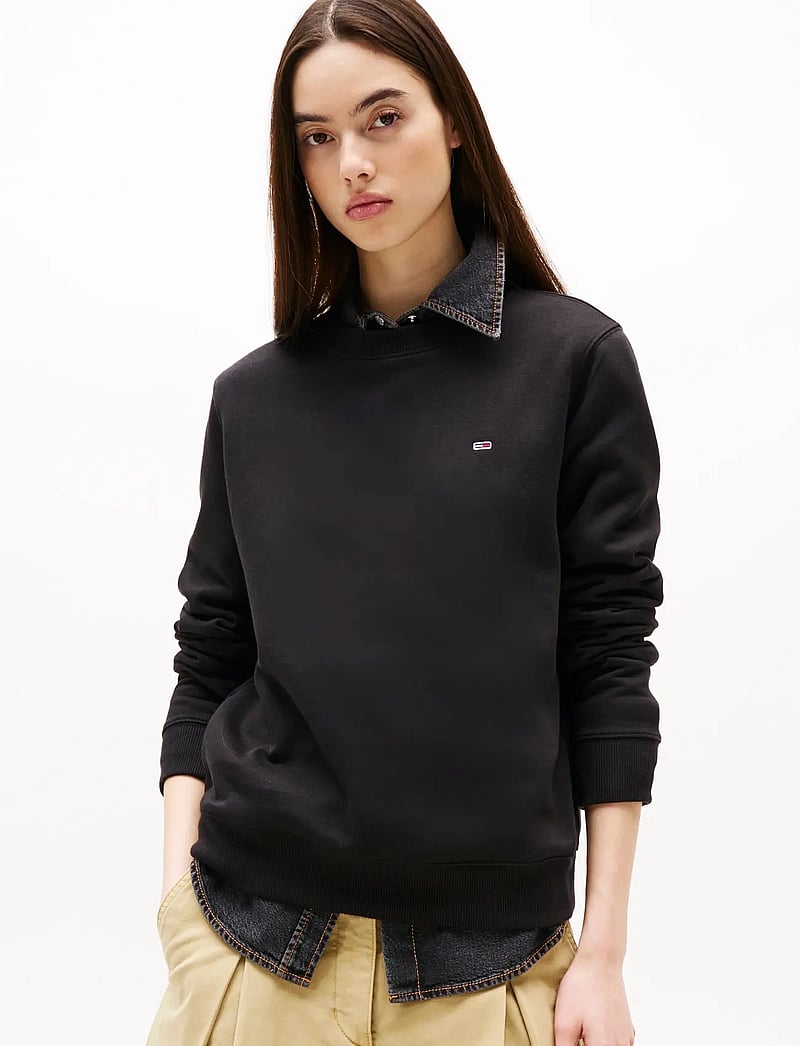 Tommy Jeans - TJW REG S FLAG CREW - dressipluusid - black - 0