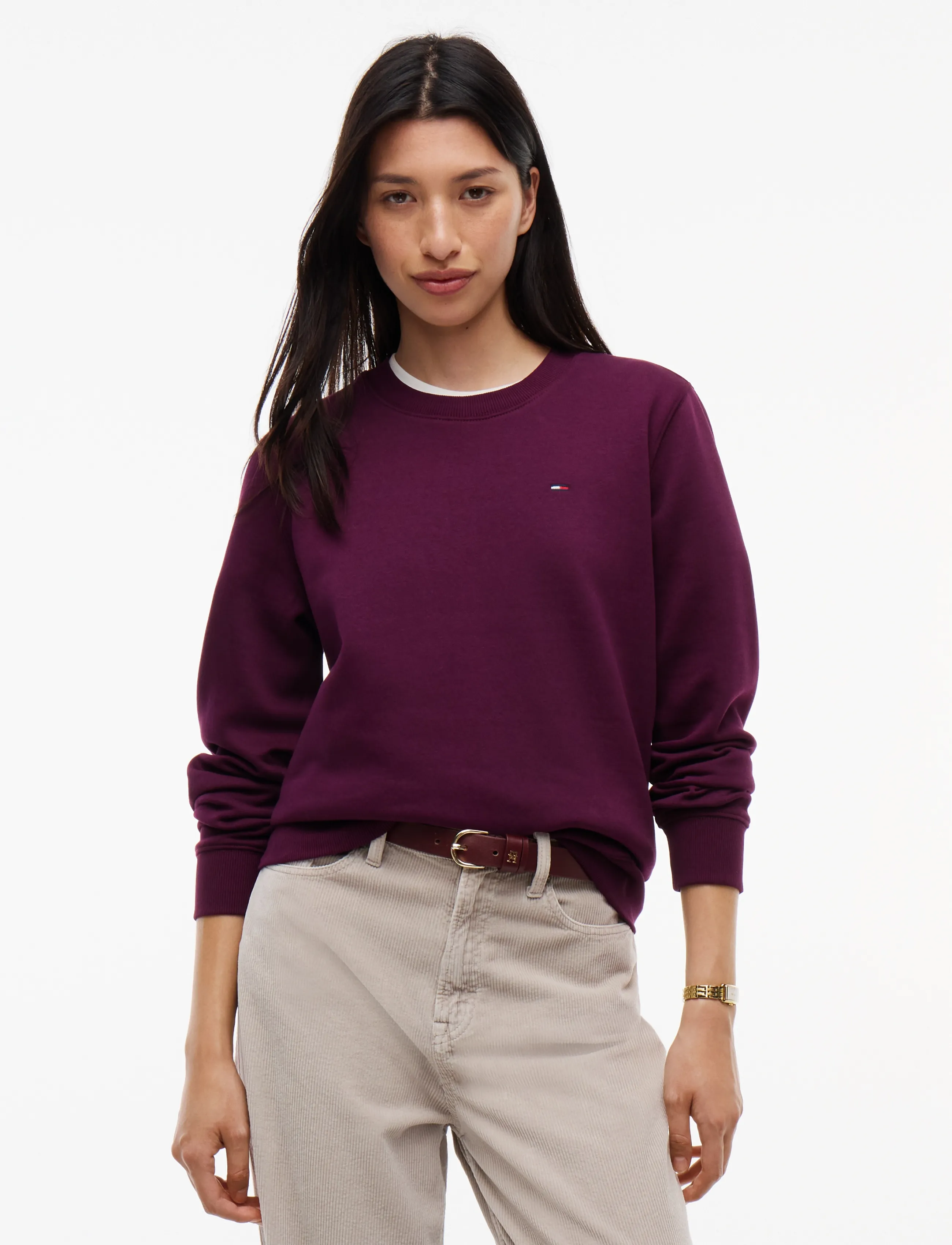 Tommy Jeans - TJW REG S FLAG CREW - vardagsstil - calypso berry - 0
