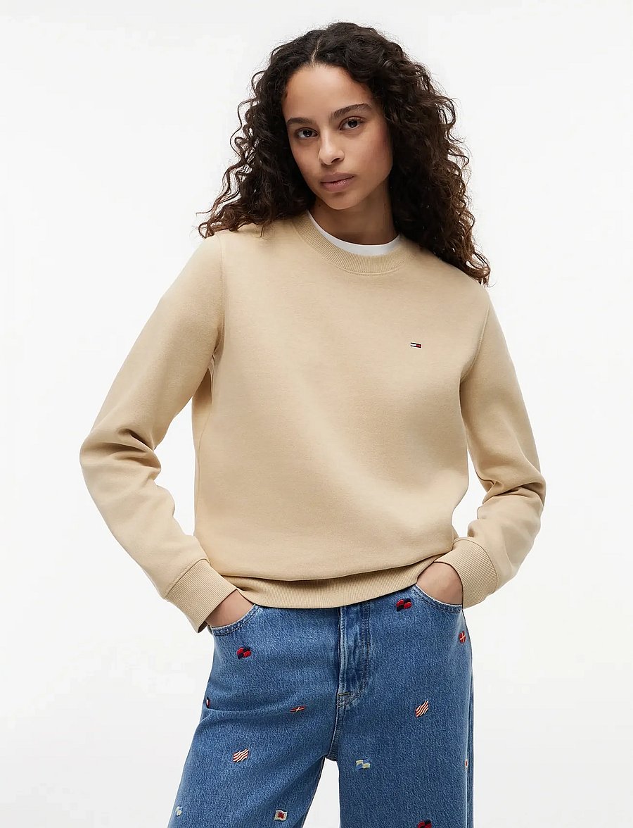 Tommy Jeans - TJW REG S FLAG CREW - igapäevane stiil - gentle gold - 0