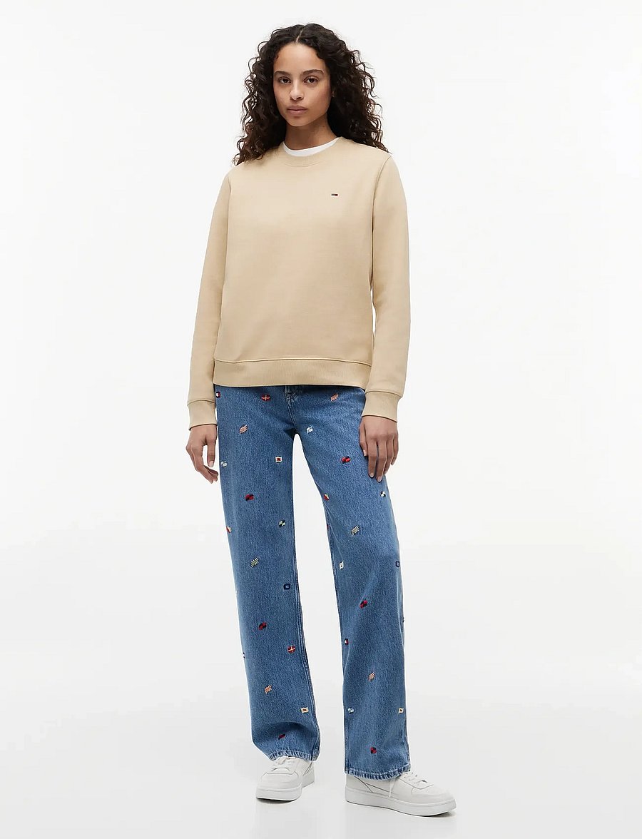 Tommy Jeans - TJW REG S FLAG CREW - igapäevane stiil - gentle gold - 4