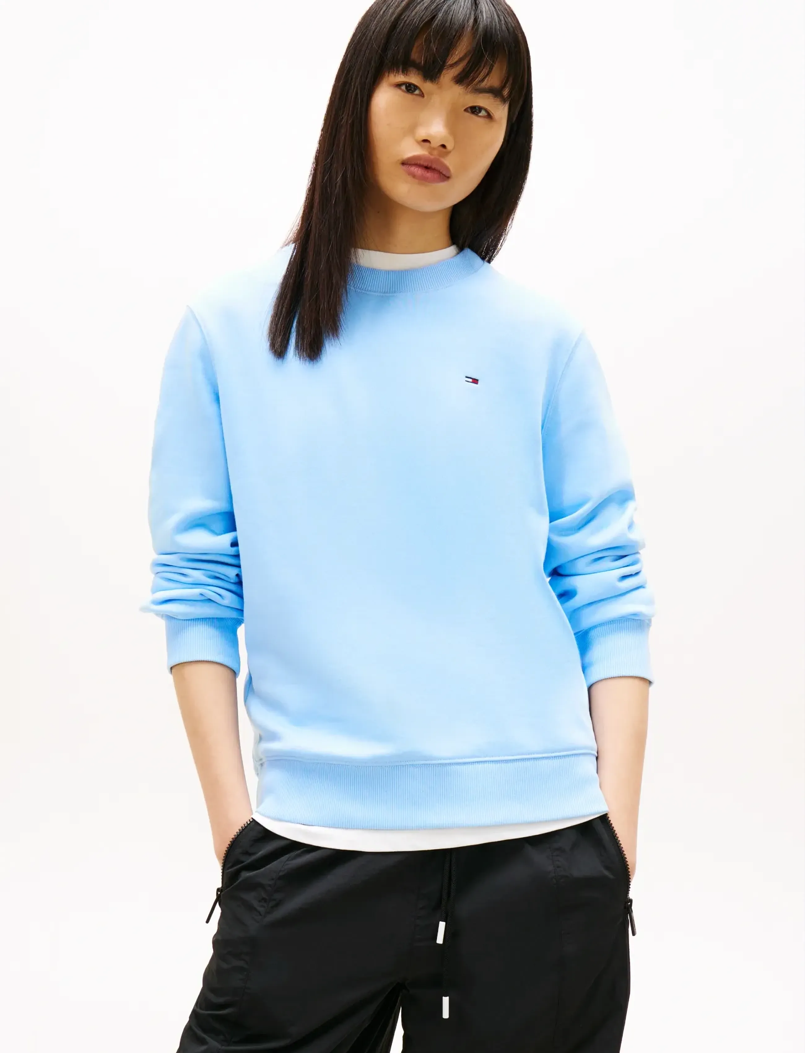 Tommy Jeans TJW REG S FLAG CREW - Kleidung - LIGHT POWDERY BLUE / blue