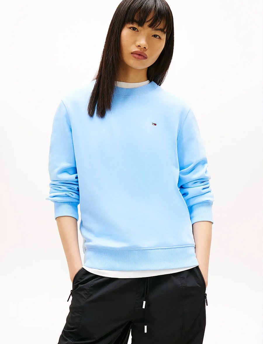 Tommy Jeans - TJW REG S FLAG CREW - sweatshirts - light powdery blue - 0