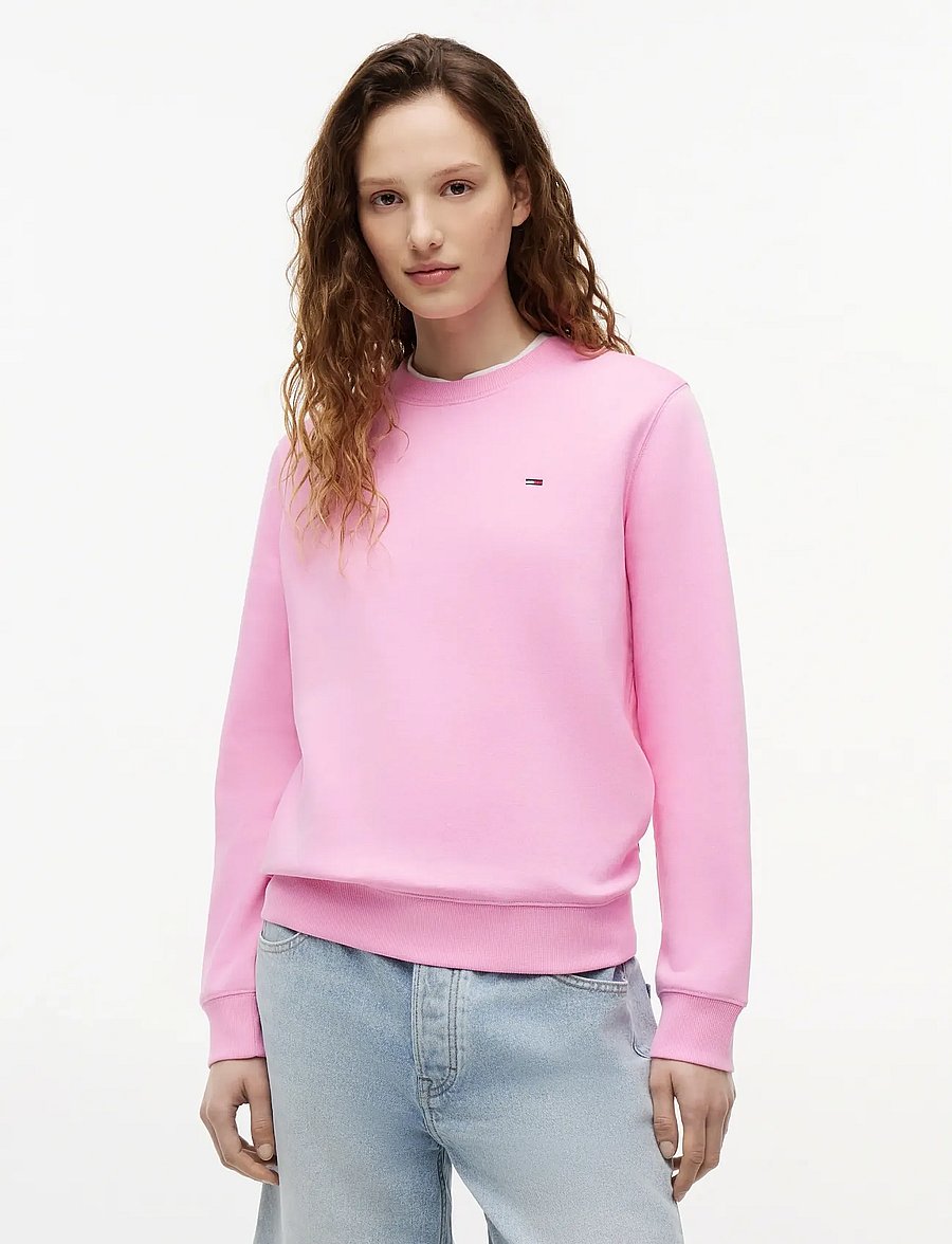 Tommy Jeans - TJW REG S FLAG CREW - sweatshirts - pink daisy - 0