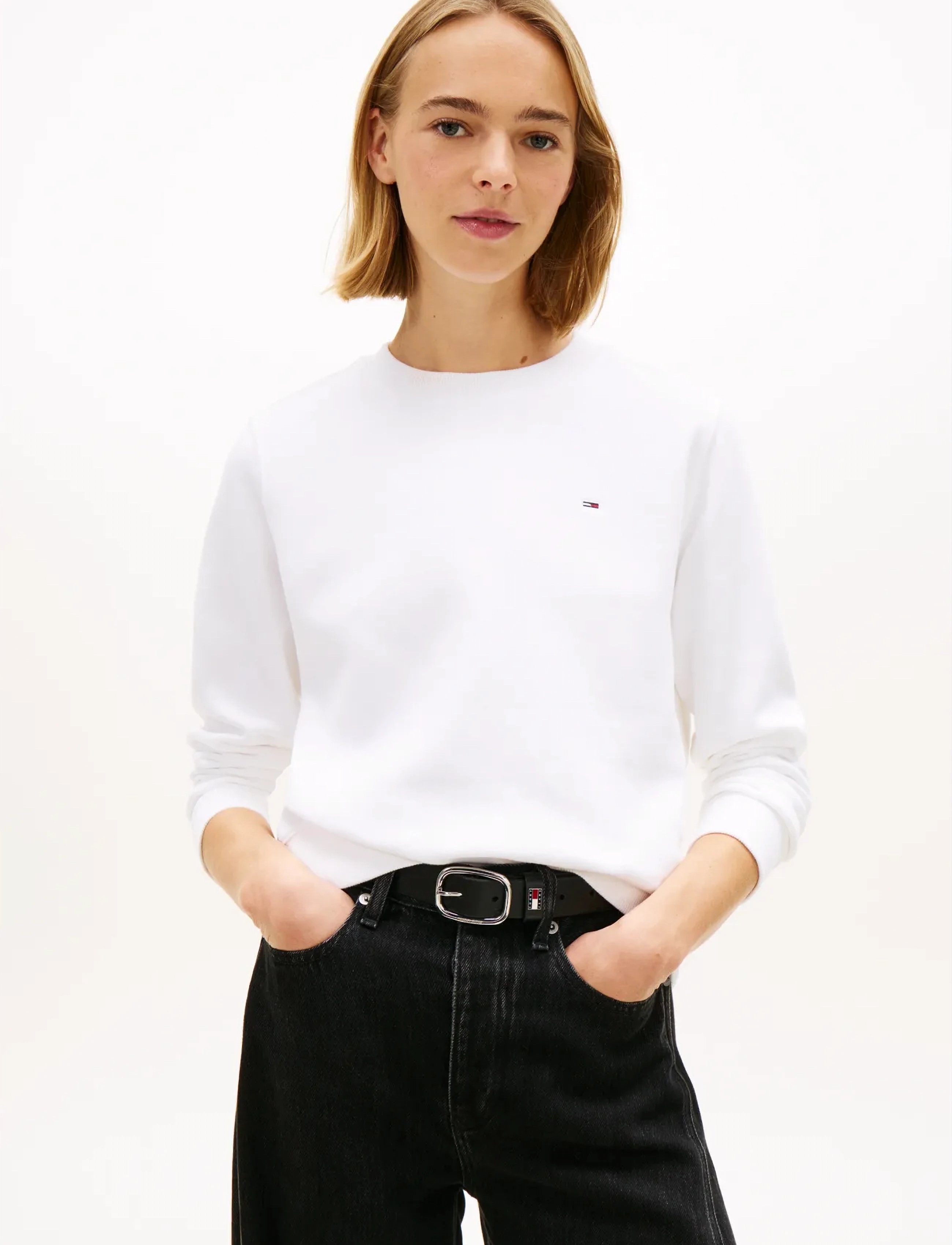 Tommy Jeans - TJW REG S FLAG CREW - sweatshirts - white - 3