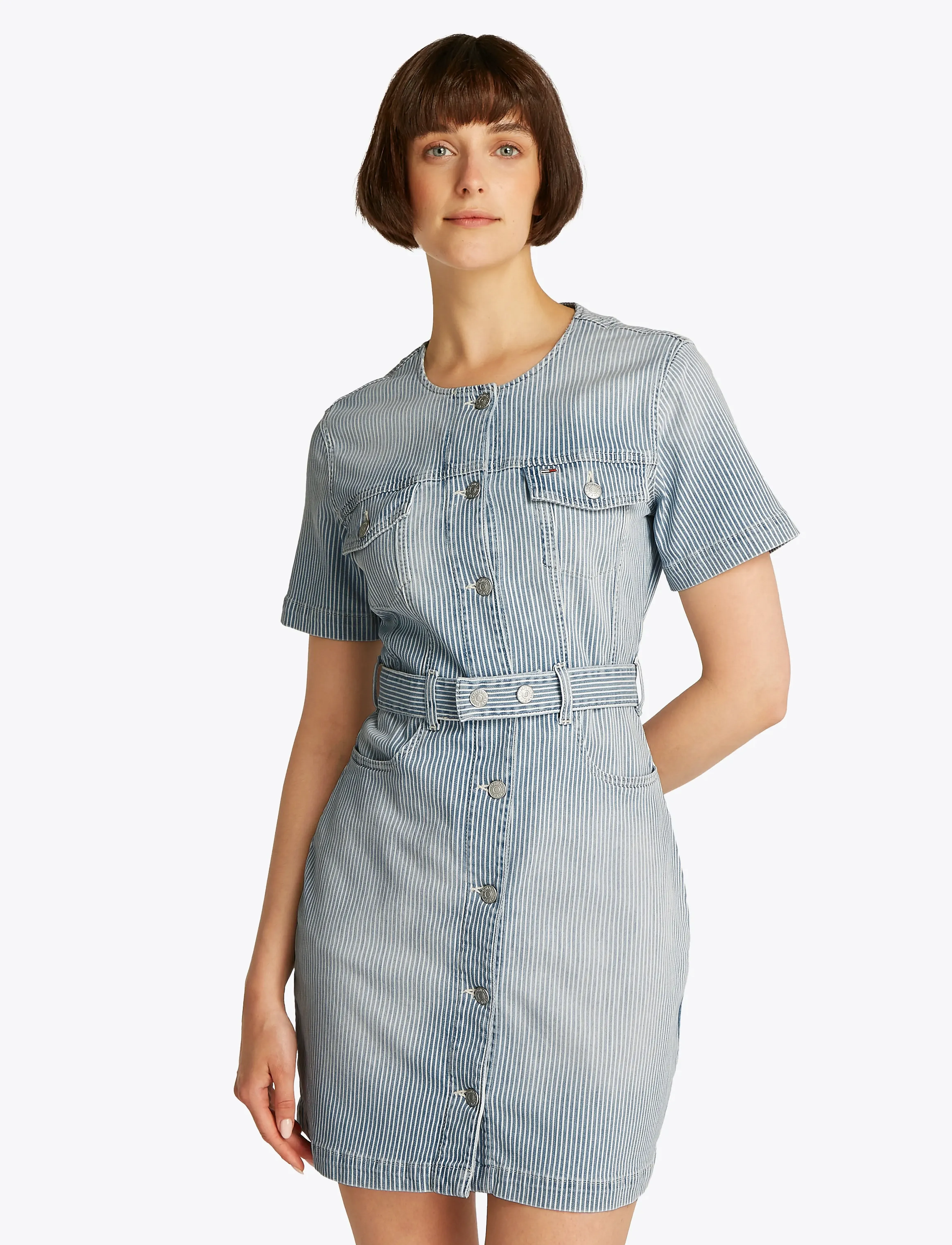 Tommy Jeans SLIM BTNTR DRESS BI6136 - Kleidid - DENIM MEDIUM / blue