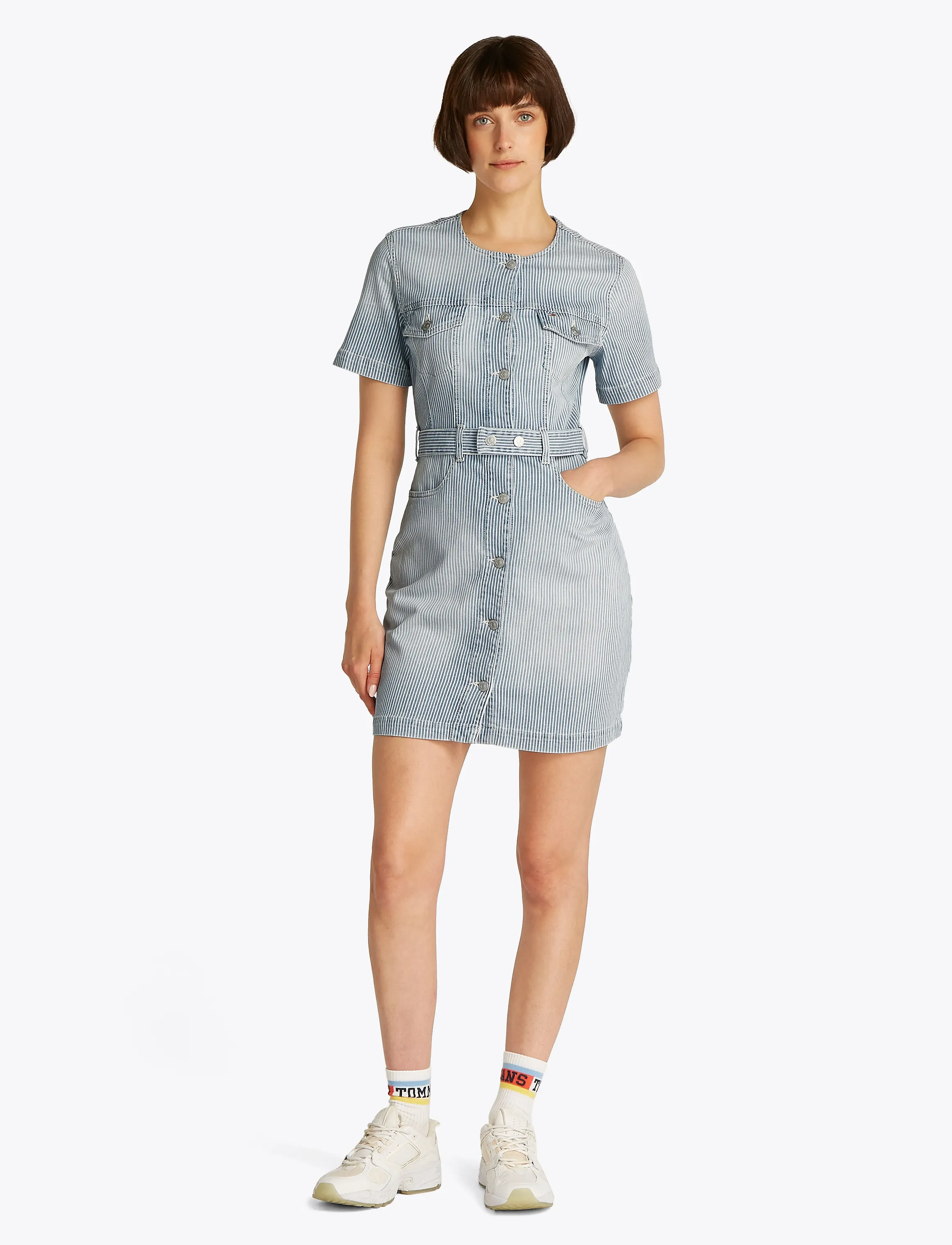 Tommy Jeans - SLIM BTNTR DRESS BI6136 - jeanskleider - denim medium - 4