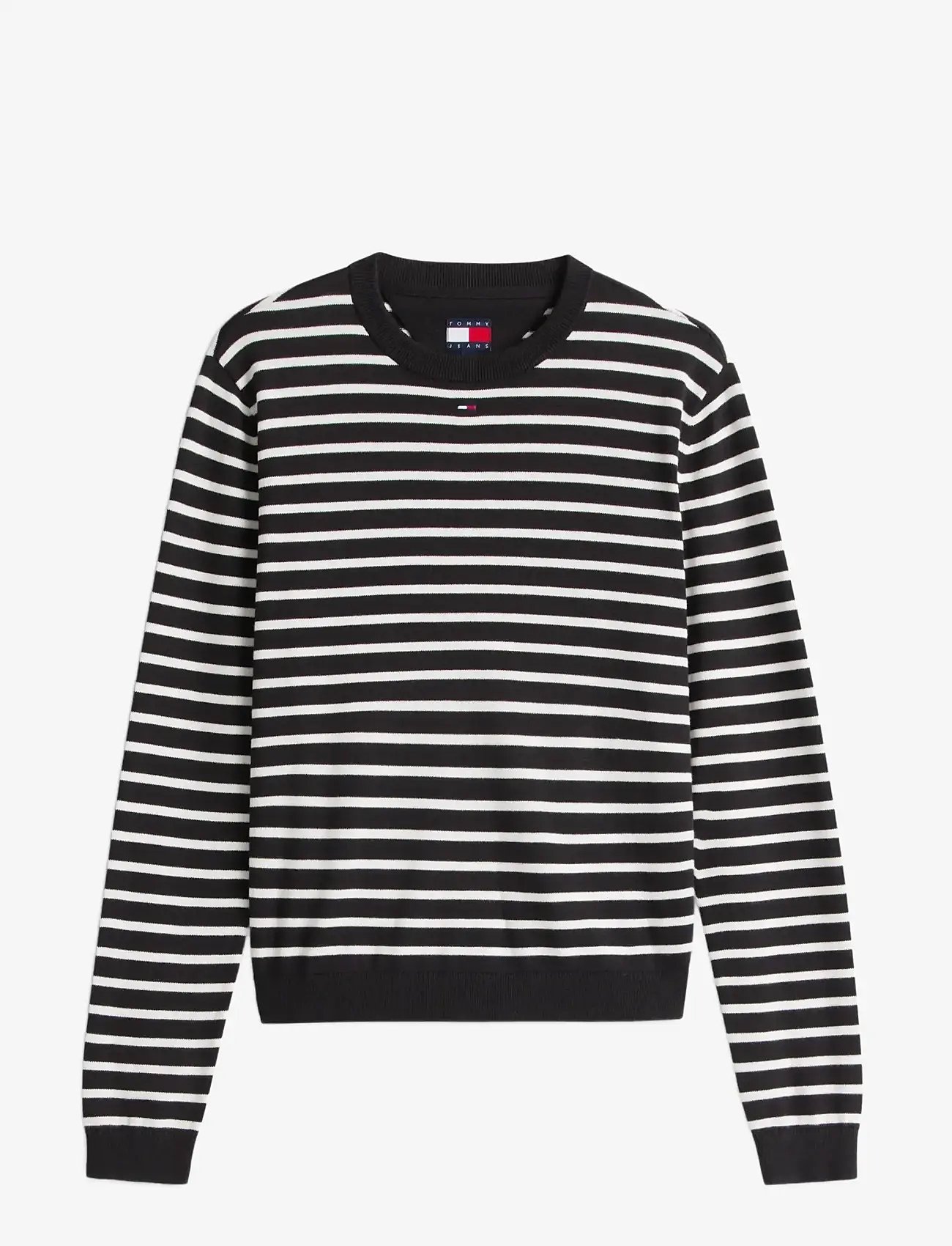 Tommy Jeans - TJW ESSENTIAL CREW SWEATER EXT - sviitrid - black  ecru stripe - 1