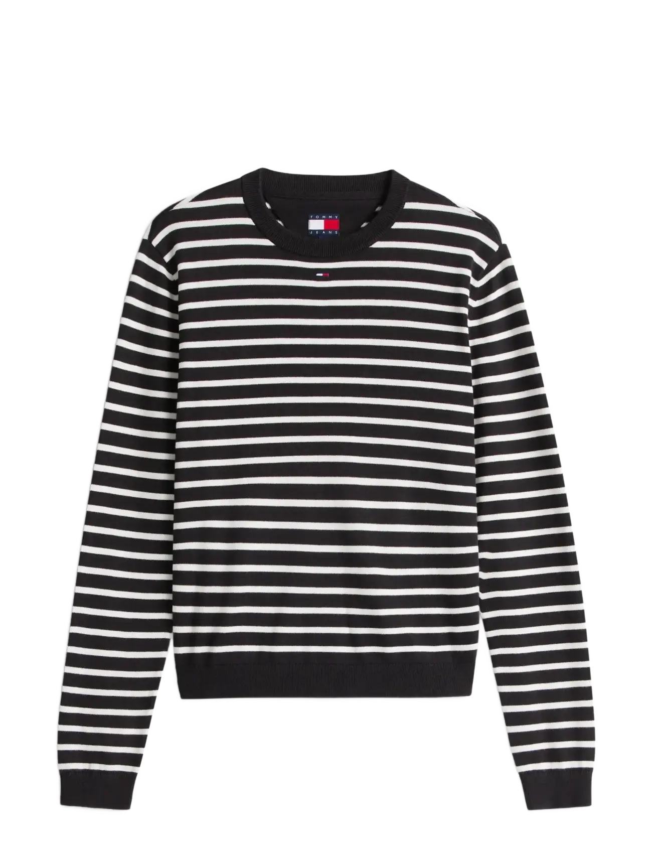 Tommy Jeans TJW ESSENTIAL CREW SWEATER EXT - Kleidung - BLACK  ECRU STRIPE / black