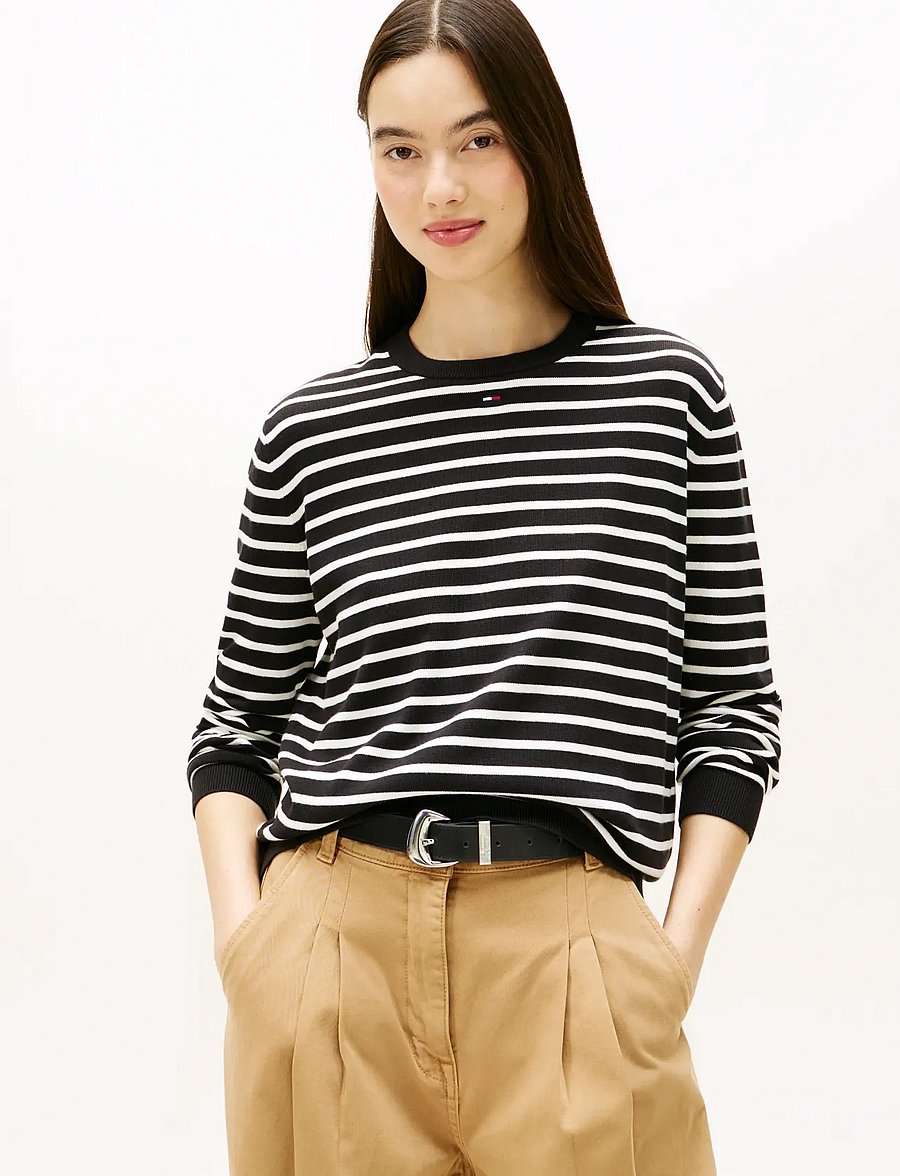 Tommy Jeans - TJW ESSENTIAL CREW SWEATER EXT - pullover - black ecru stripe - 0