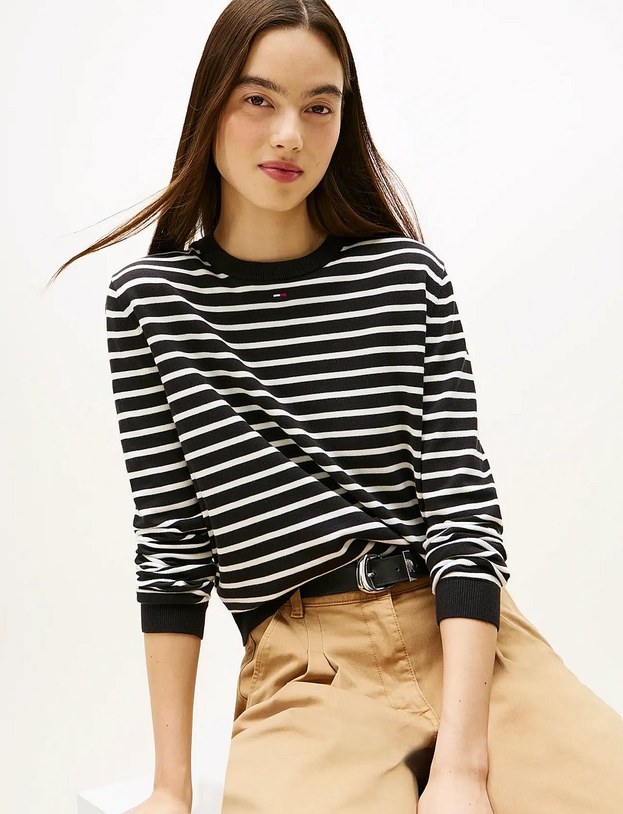 Tommy Jeans - TJW ESSENTIAL CREW SWEATER EXT - pullover - black ecru stripe - 4