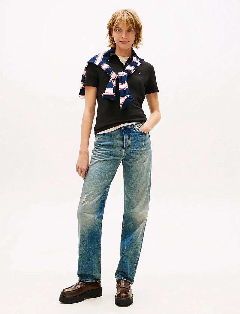 Tommy Jeans - TJW SLIM ESSENTIAL POLO SS - alussärgid ja t-särgid - black - 4